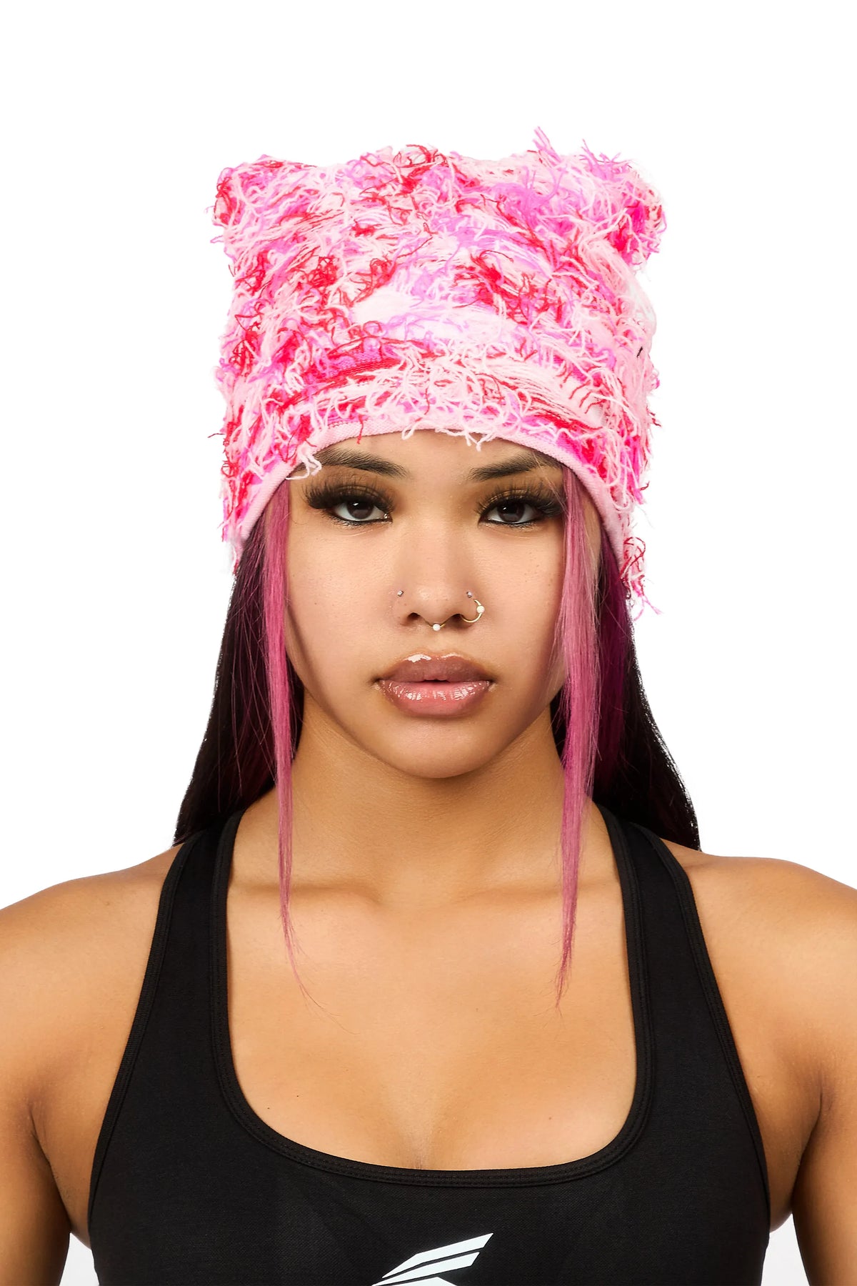Kasaia Pink Fuzzy Cat Ear Beanie