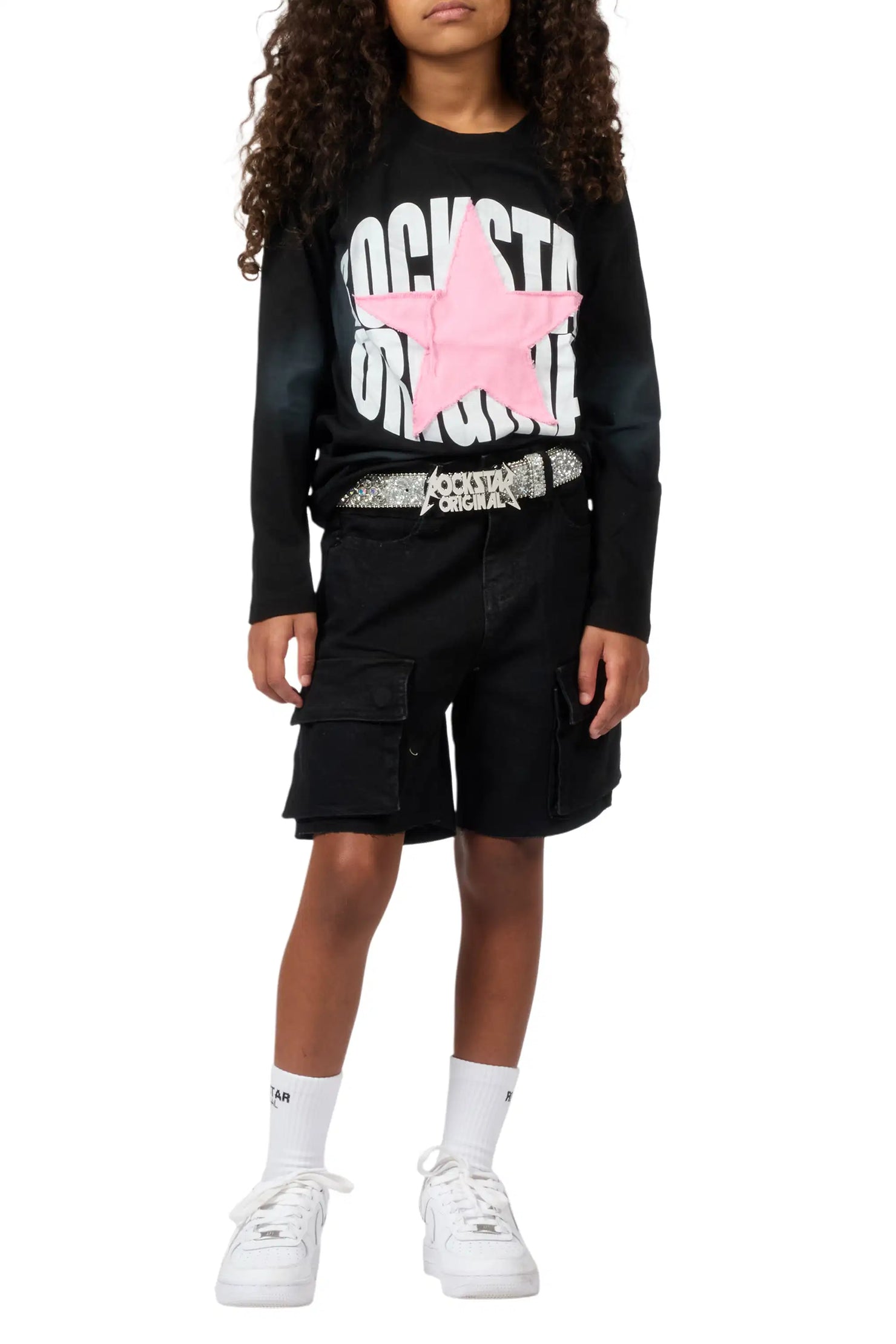 Girls Vary Long Sleeve T-Shirt/Denim Short Set