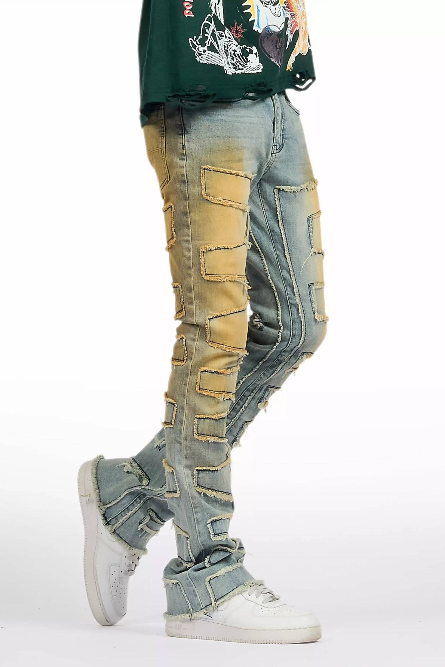 Shake Dirty Blue Stacked Flare Jean