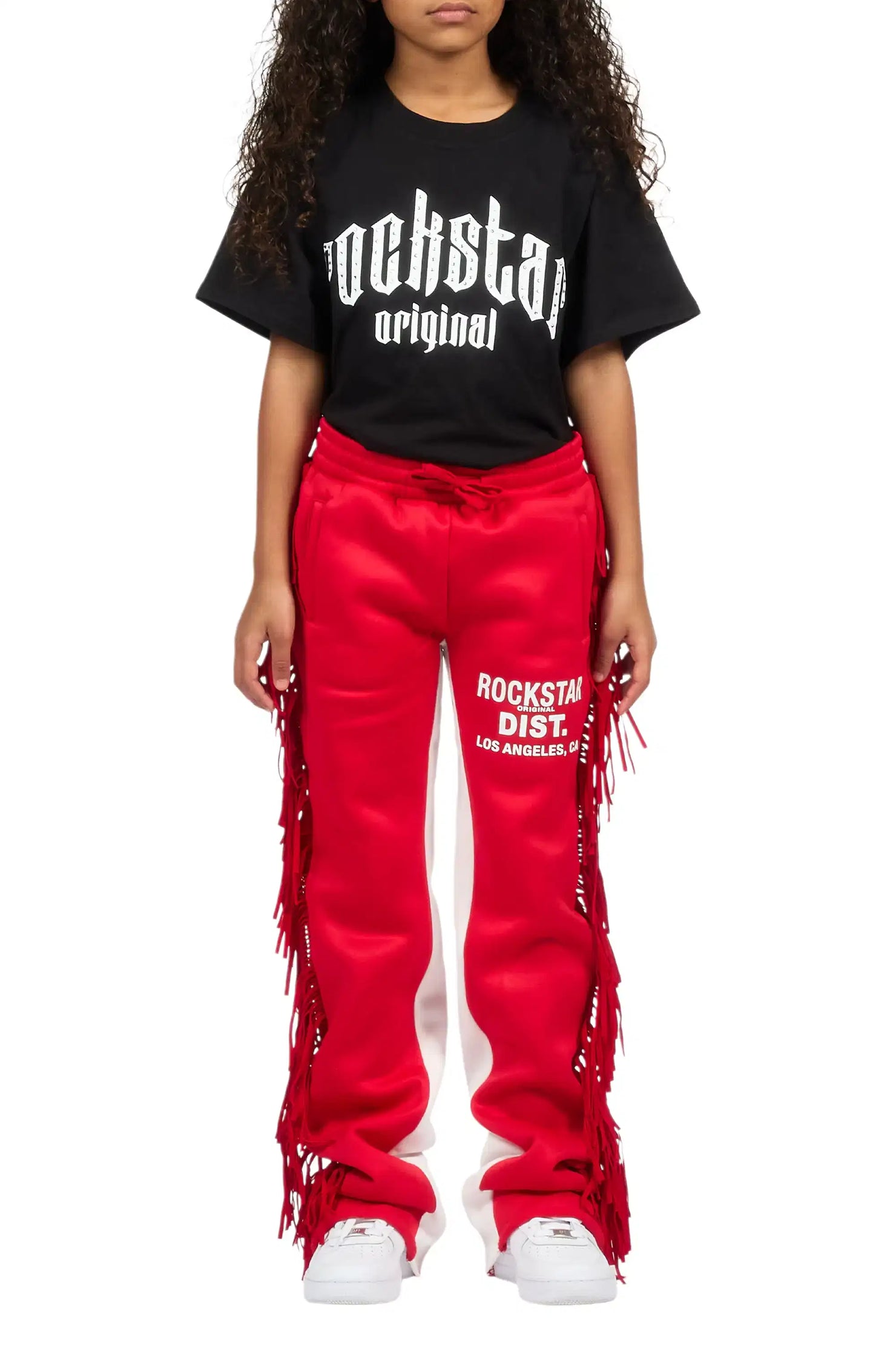Girls Kendra Red Fringe Stacked Flare Pant