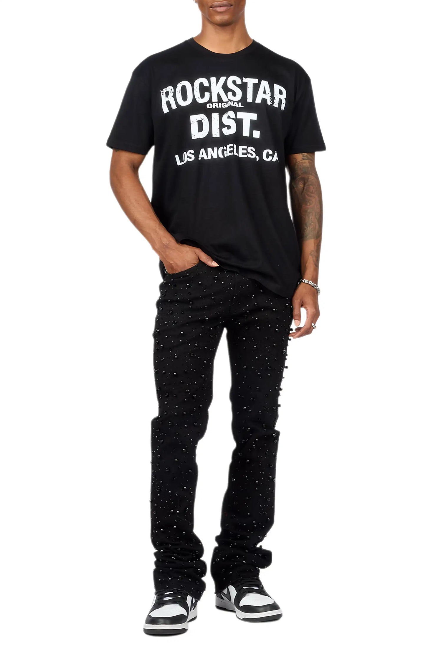Perle Jet Black Pearl Stacked Flare Jean