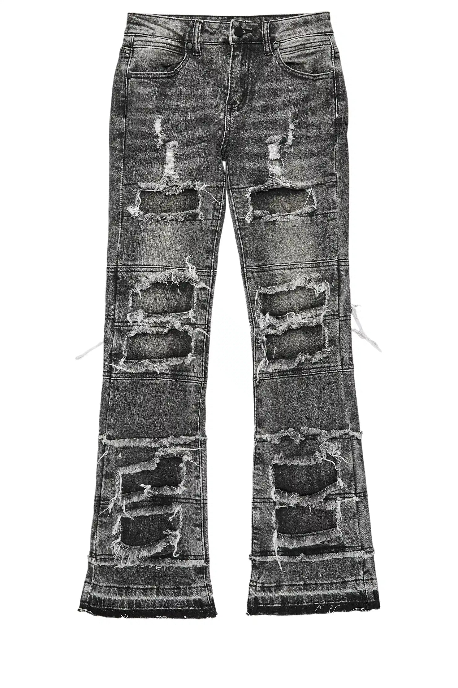 Boys Vasco Grey Stacked Flare Jean