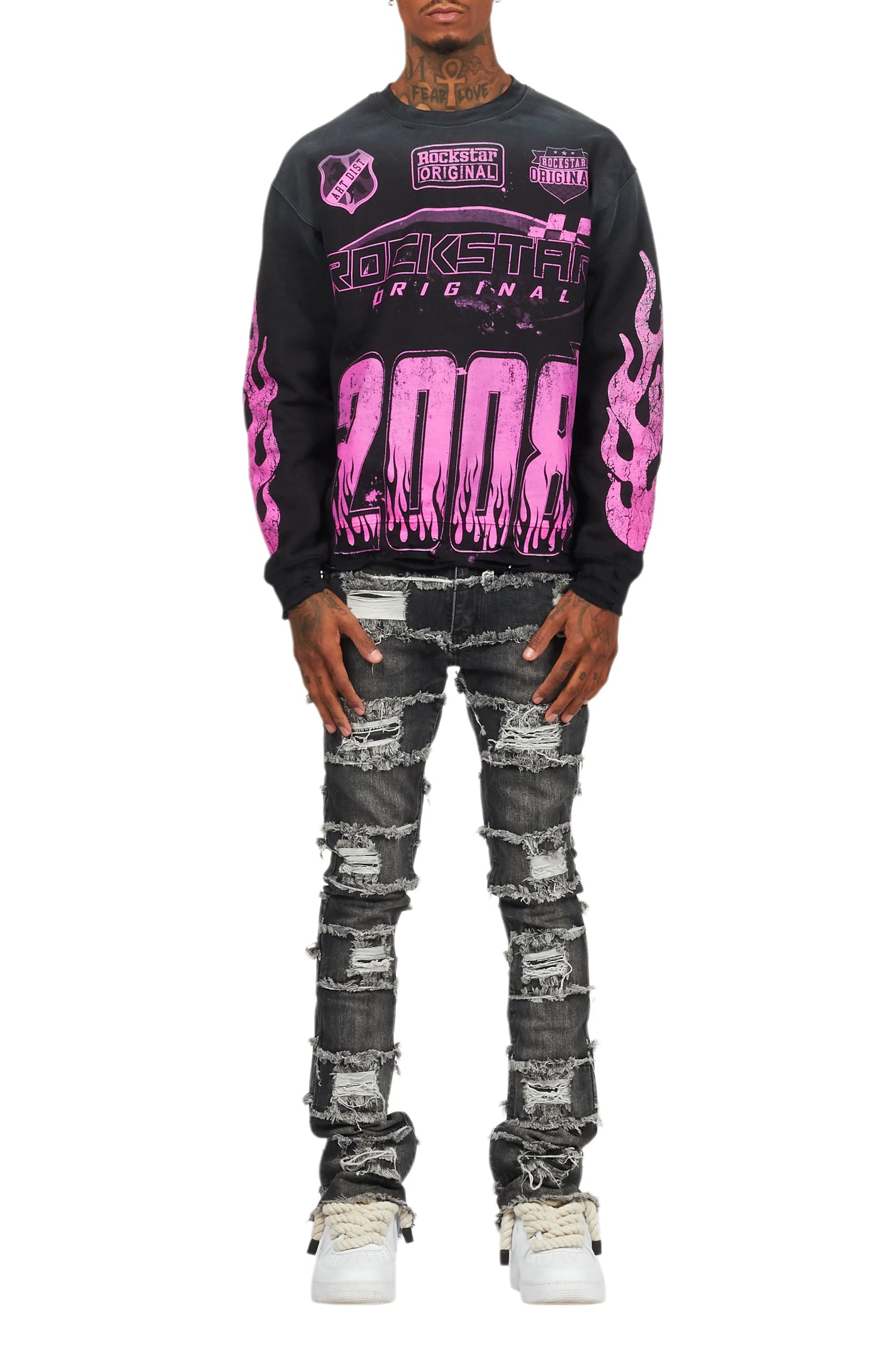 Amos Black/Pink Graphic Crewneck