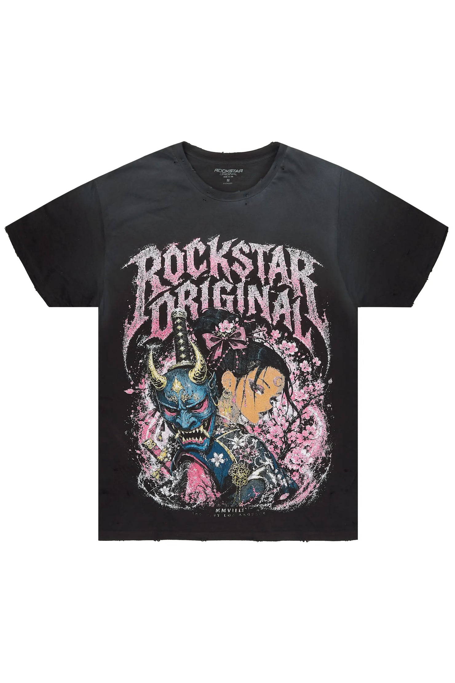 Kavero Black Oversized Graphic T-Shirt