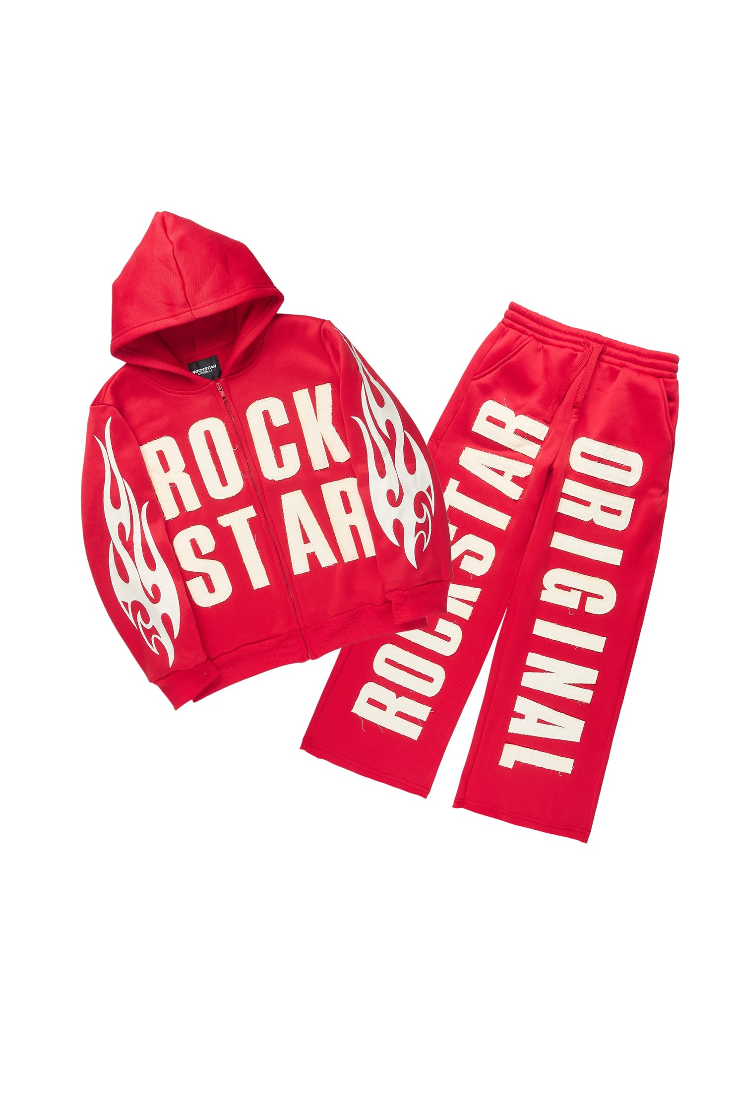 Boys Ashiro Red/White Zip Up/Wide Leg Track Set