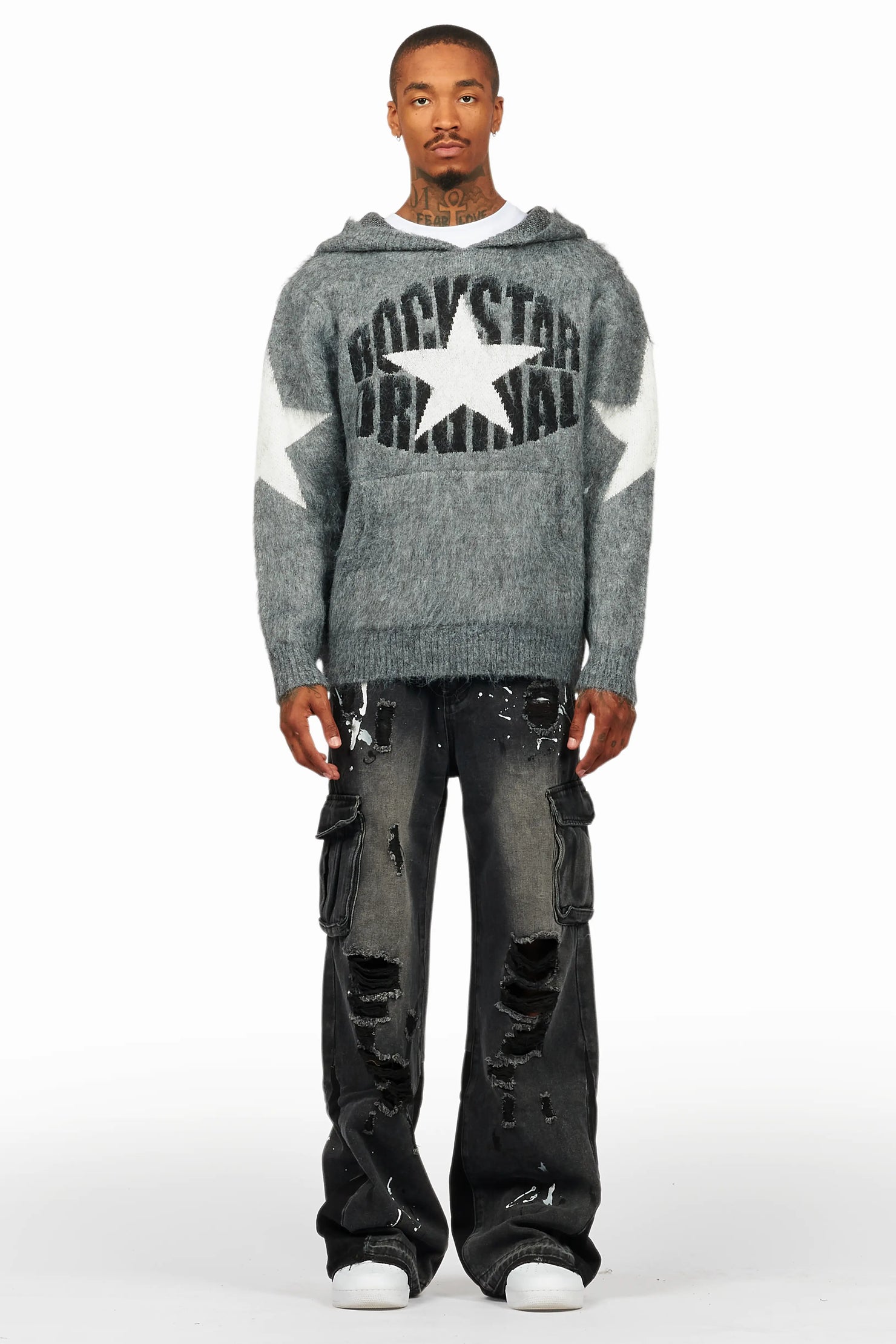 States Grey Mohair Hoodie/Baggy Fit Jean Bundle