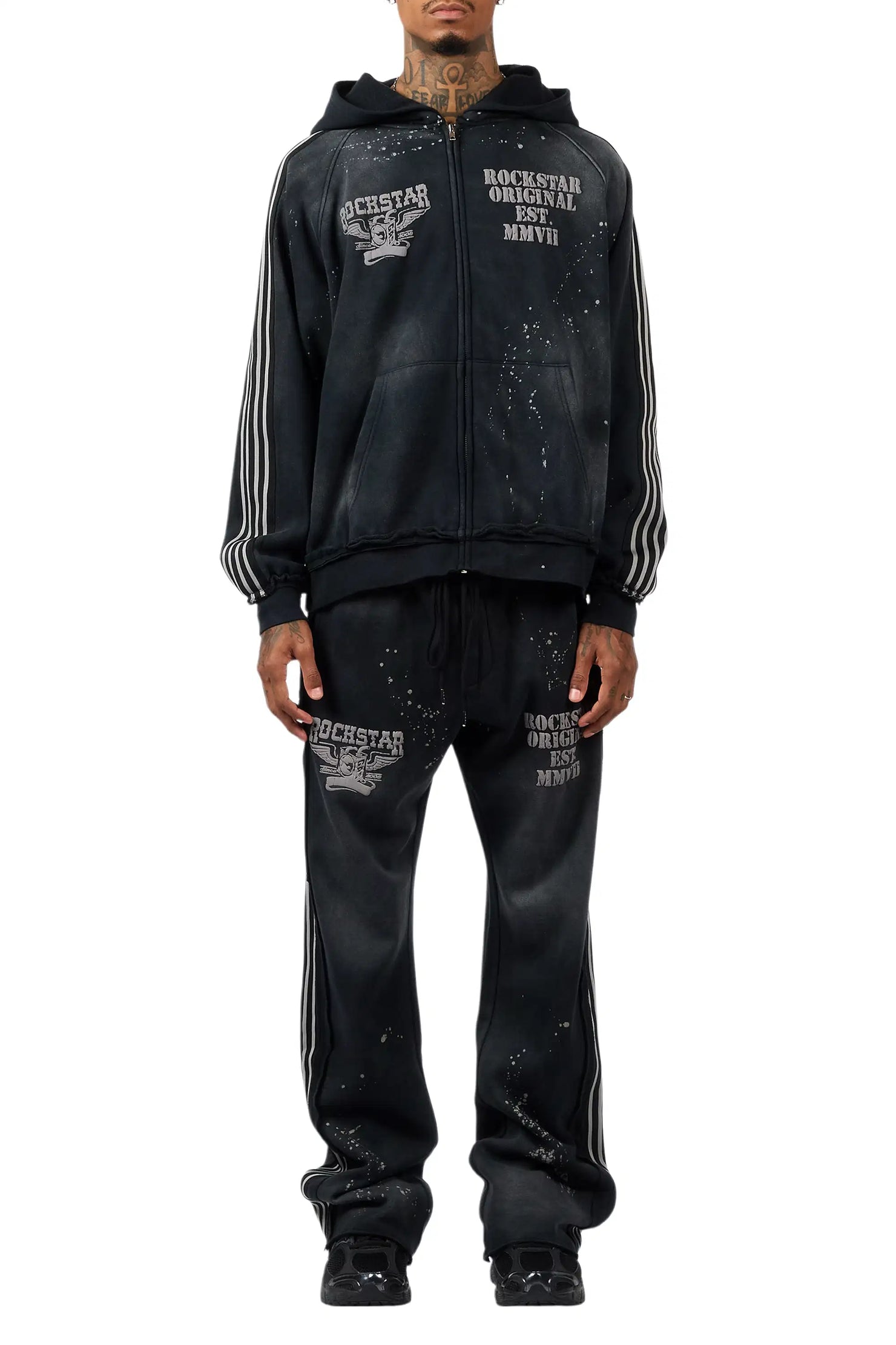 Manier Vintage Black Hoodie/Straight Pant Track Set