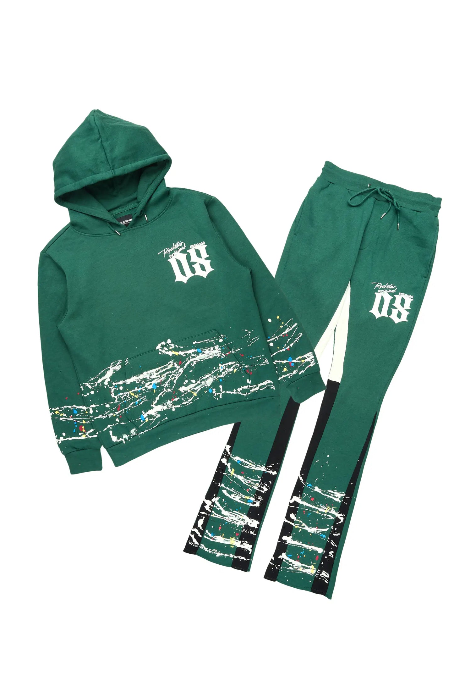 Horia Hunter Green/Multi Hoodie/Stacked Flare Track Set