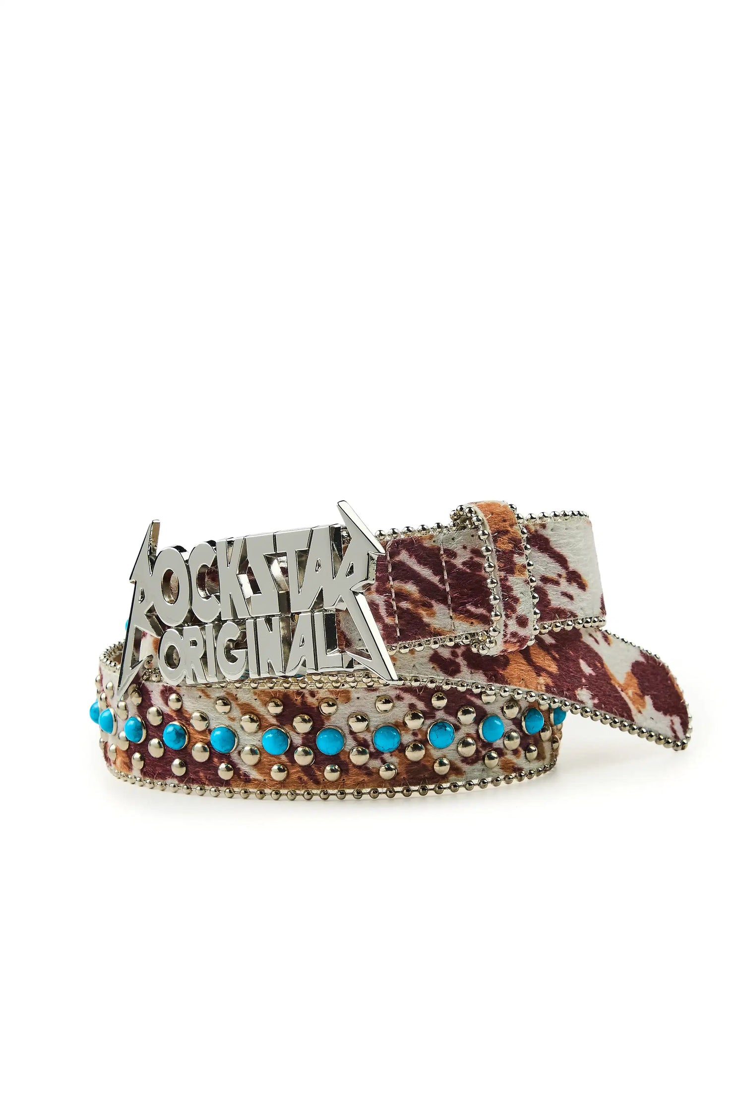 Girls Hawkie Whiet/Brown Rockstar Logo Belt