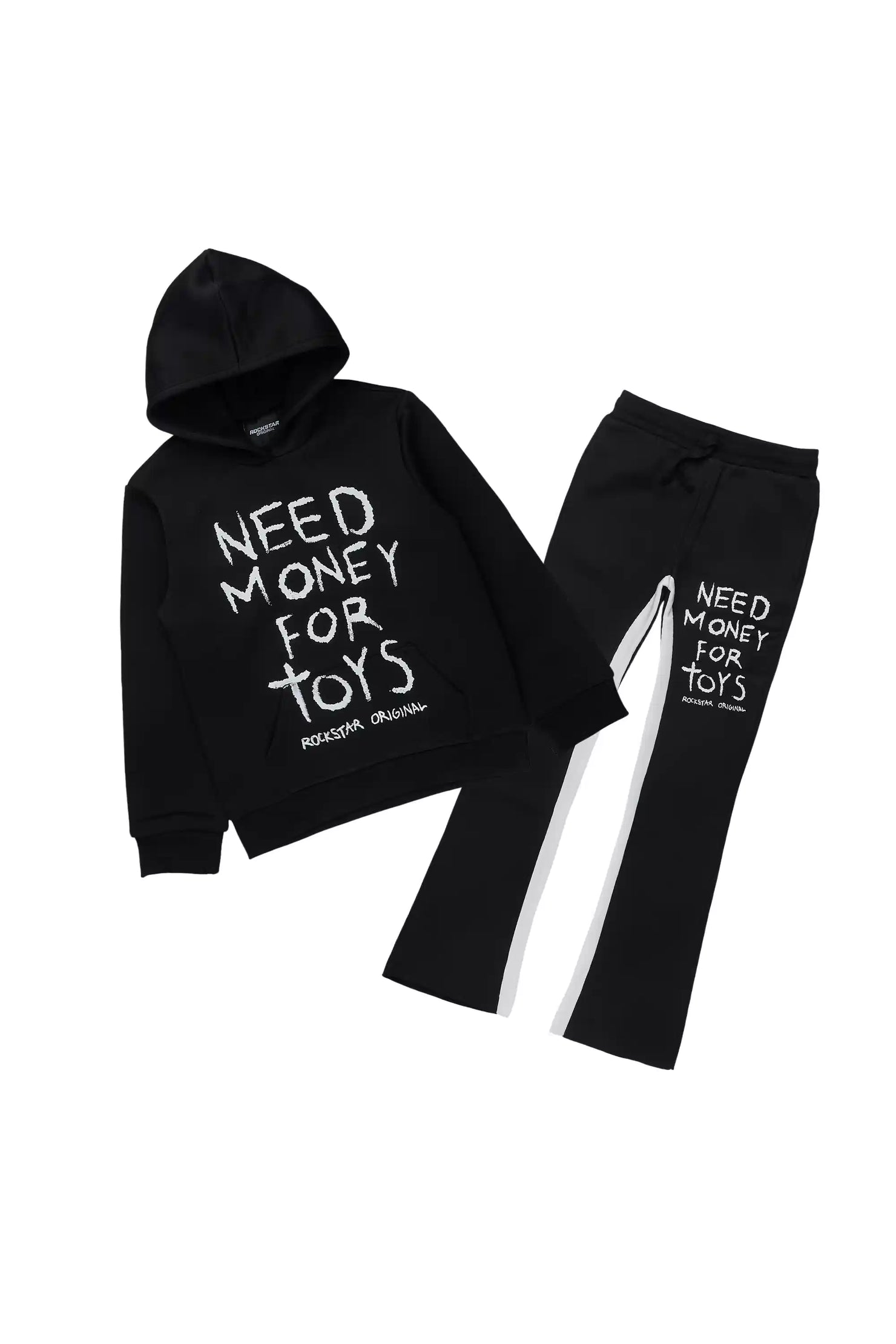 Boys M4 Toys Vintage Black/White Hoodie Stacked Track Set