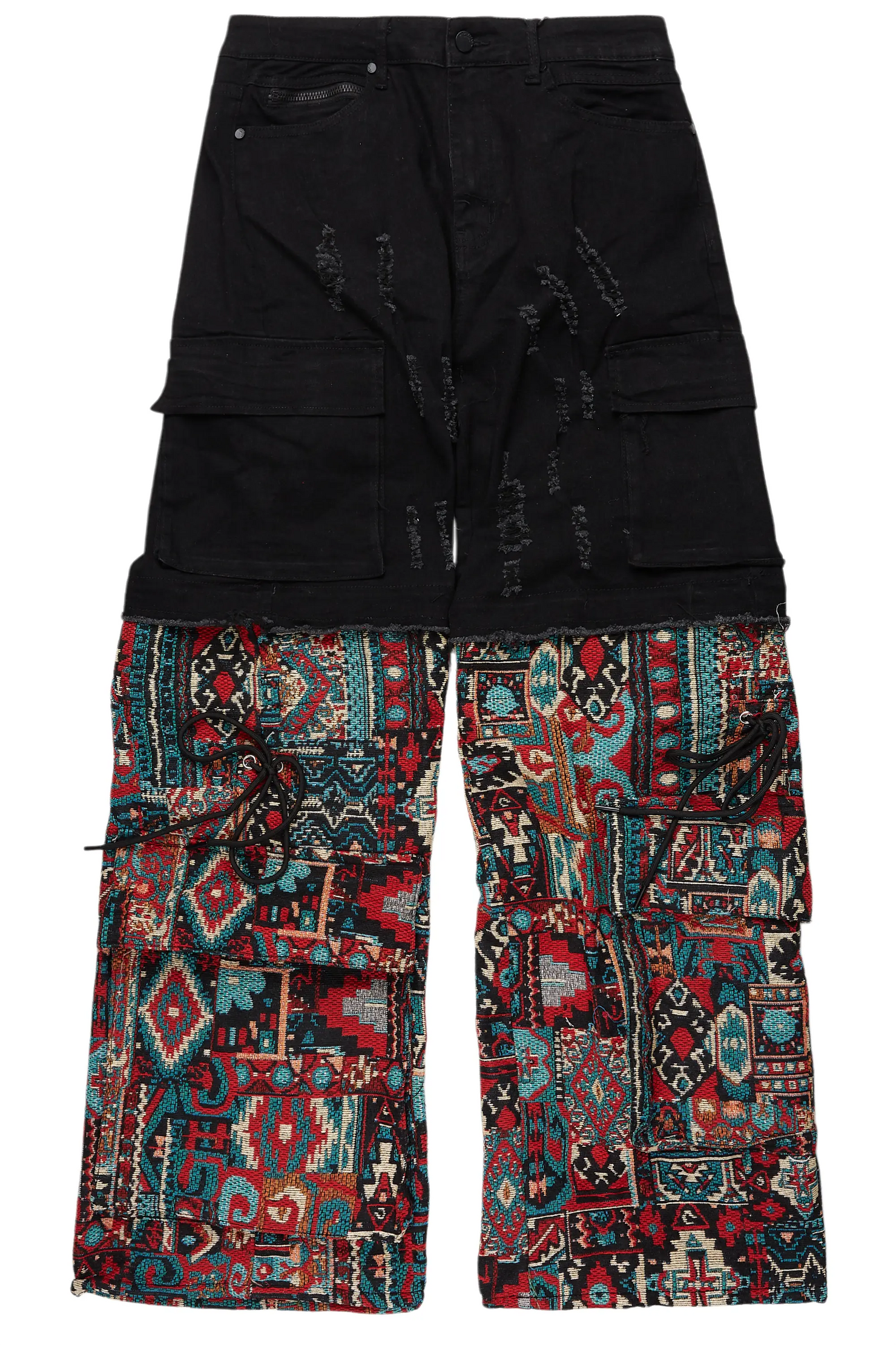 Baatar Jet Black Tapestry Baggy Fit Jean
