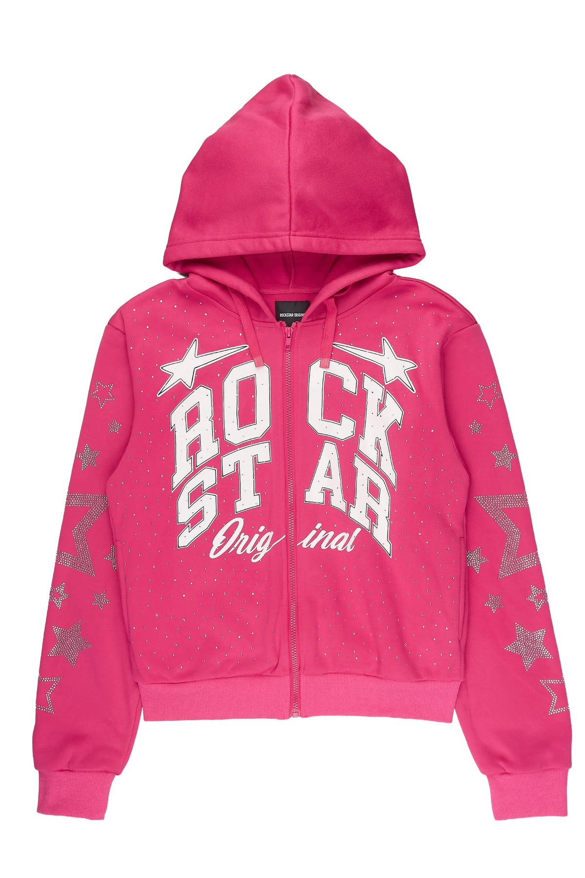 Flaveya Pink Rhinestone Zip Up Hoodie– Rockstar Original