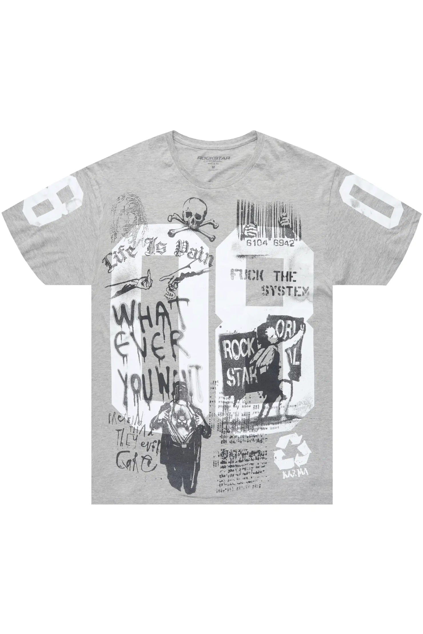 Grill 2.0 Grey/Black Oversized Graphic T-Shirt