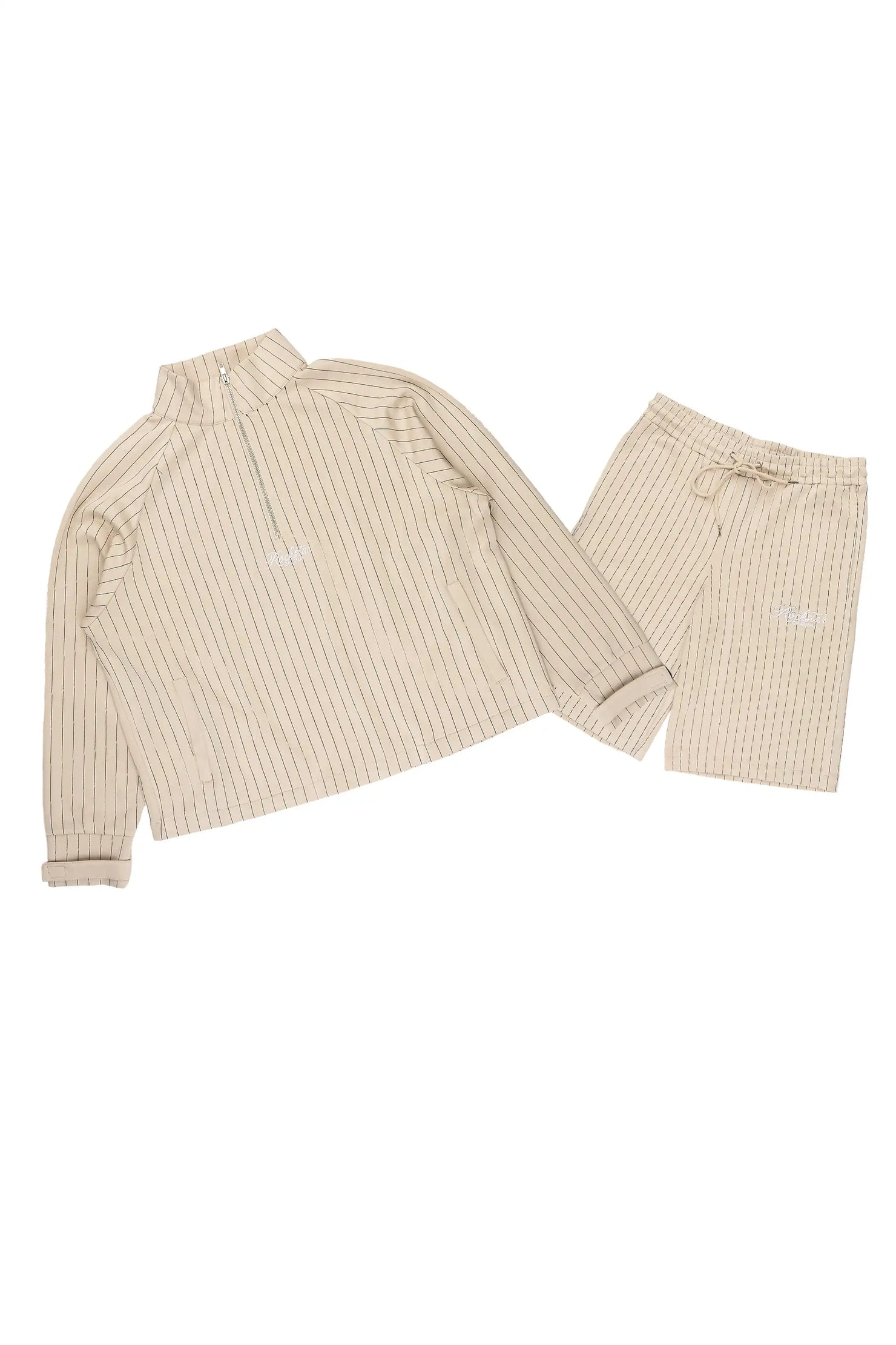 Hernan Beige Quarter Zip Raglan Short Set