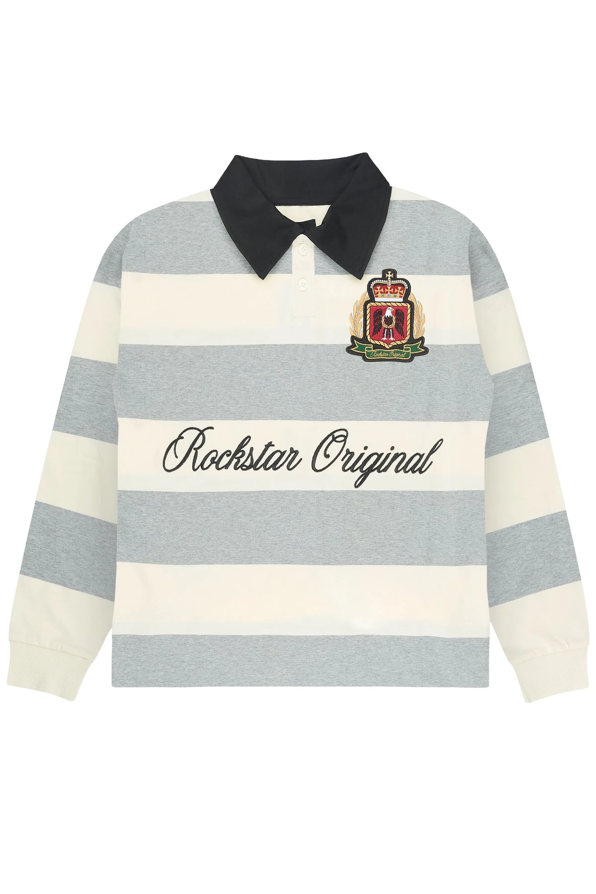 Flynn White/Grey Long Sleeve Polo Shirt