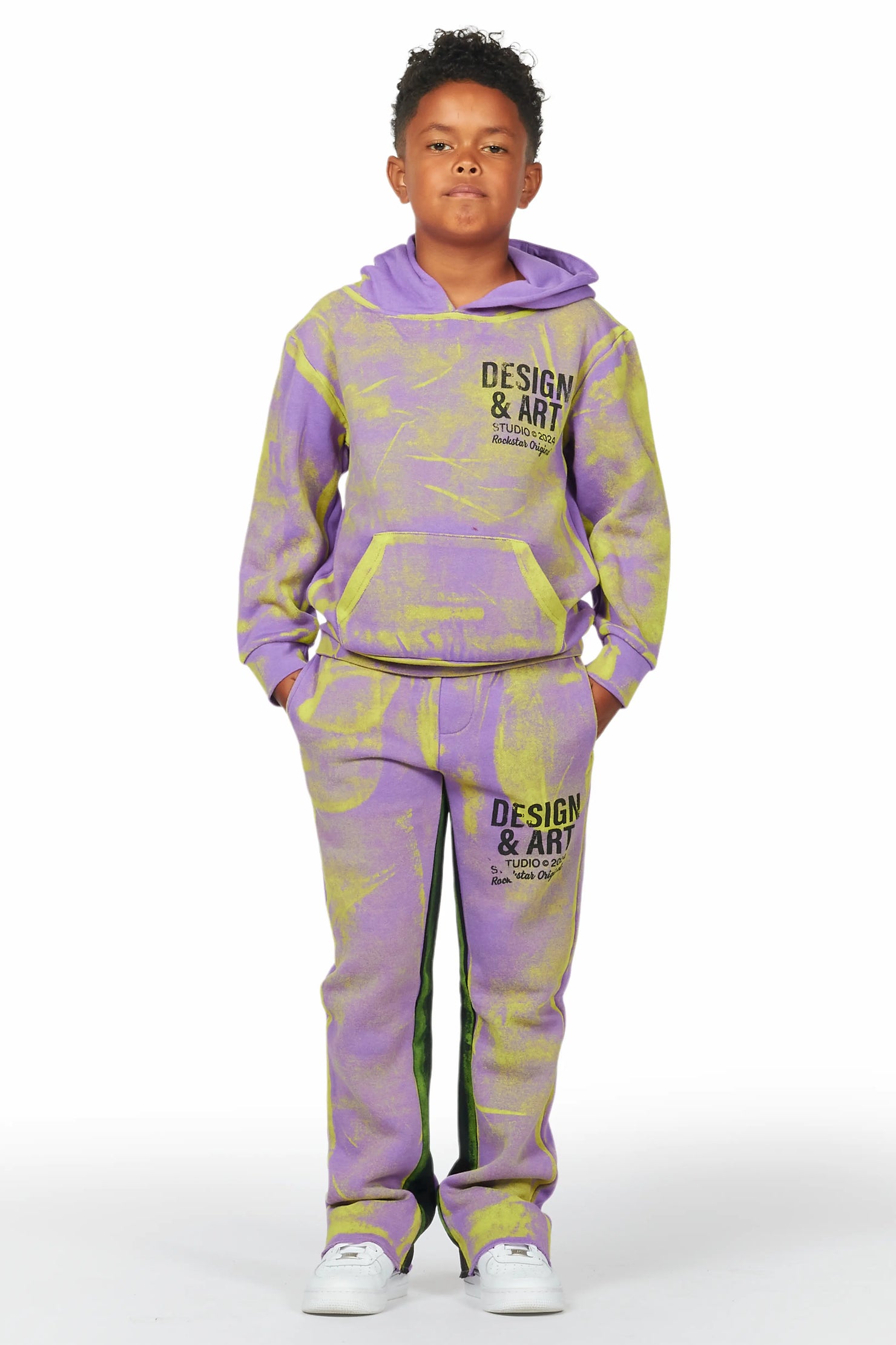 Boys Rue Purple Baggy Fit Pant Set