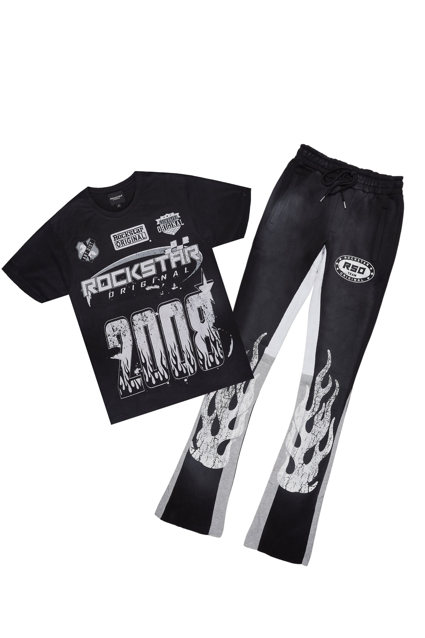 Amos Black T-Shirt/Stacked Flare Track Set