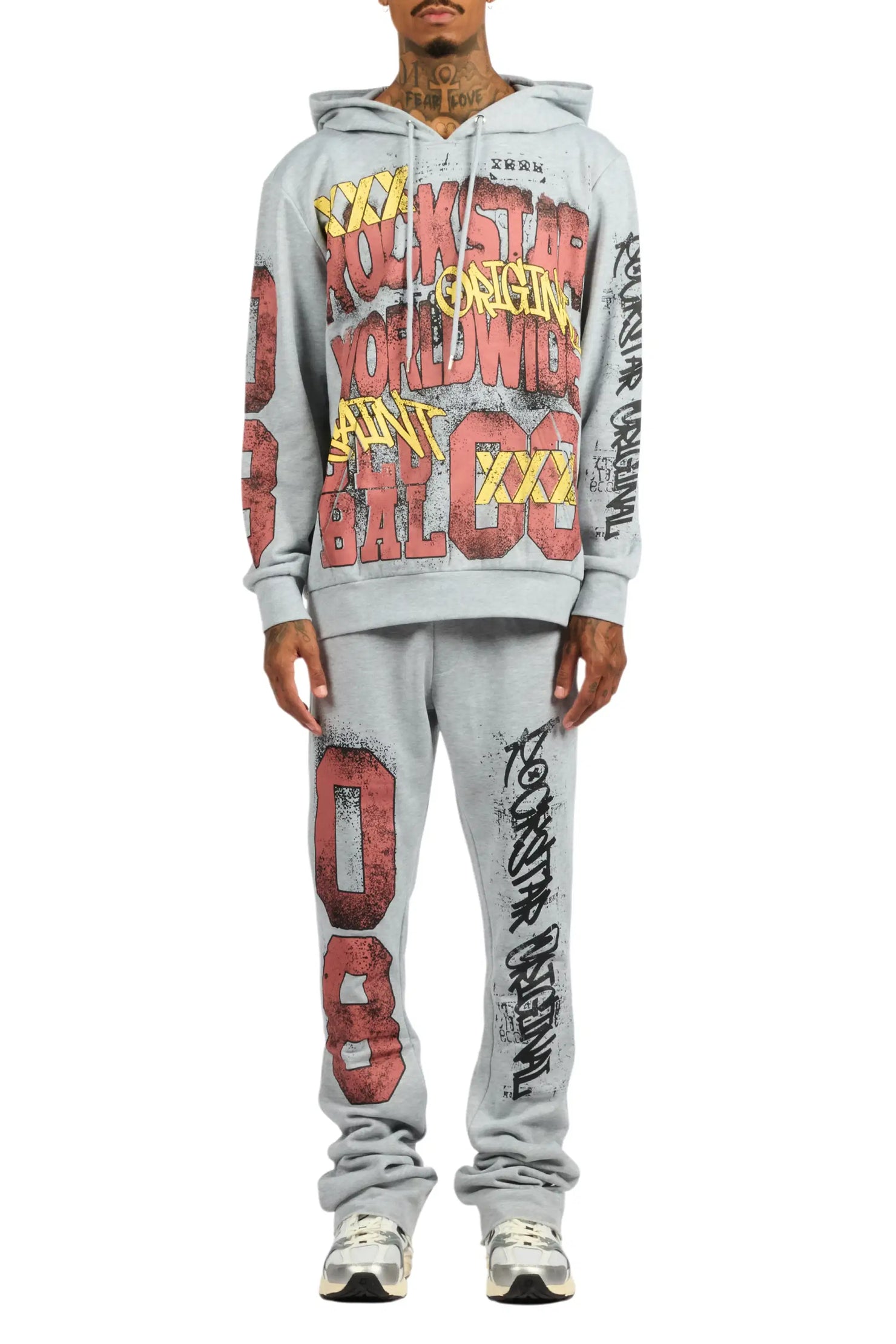 Parco Heather Grey Hoodie Stacked Track Set