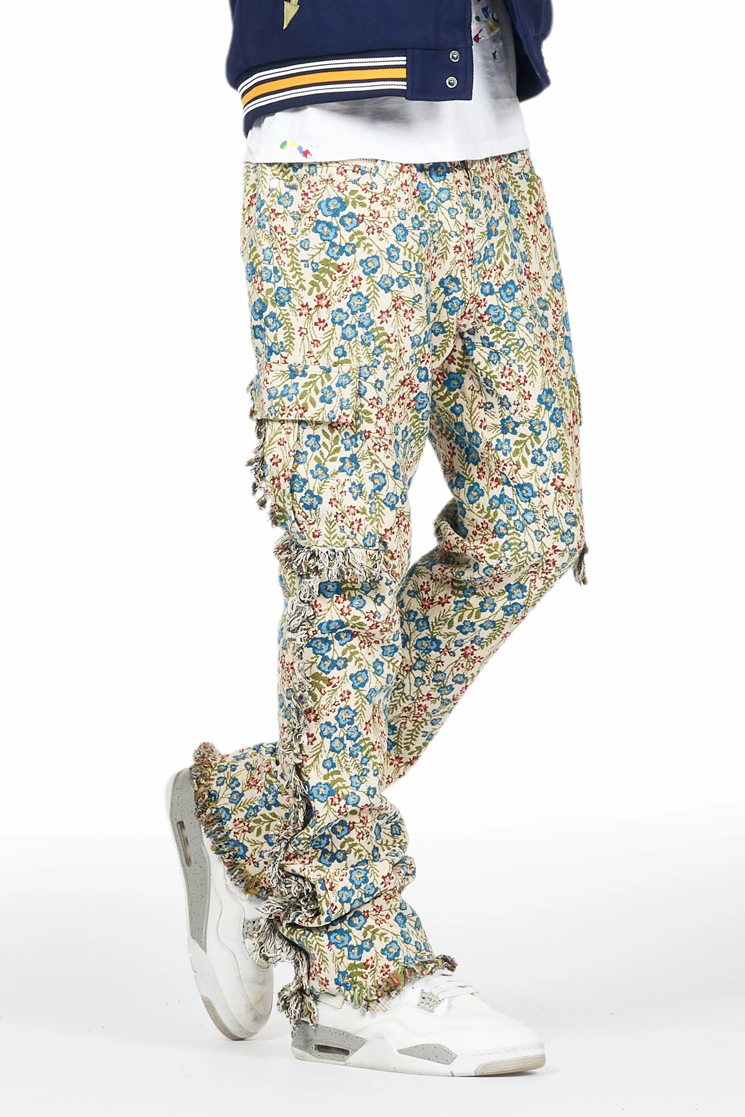 Ayara Beige/Multi Slim Tapestry Flare Jean