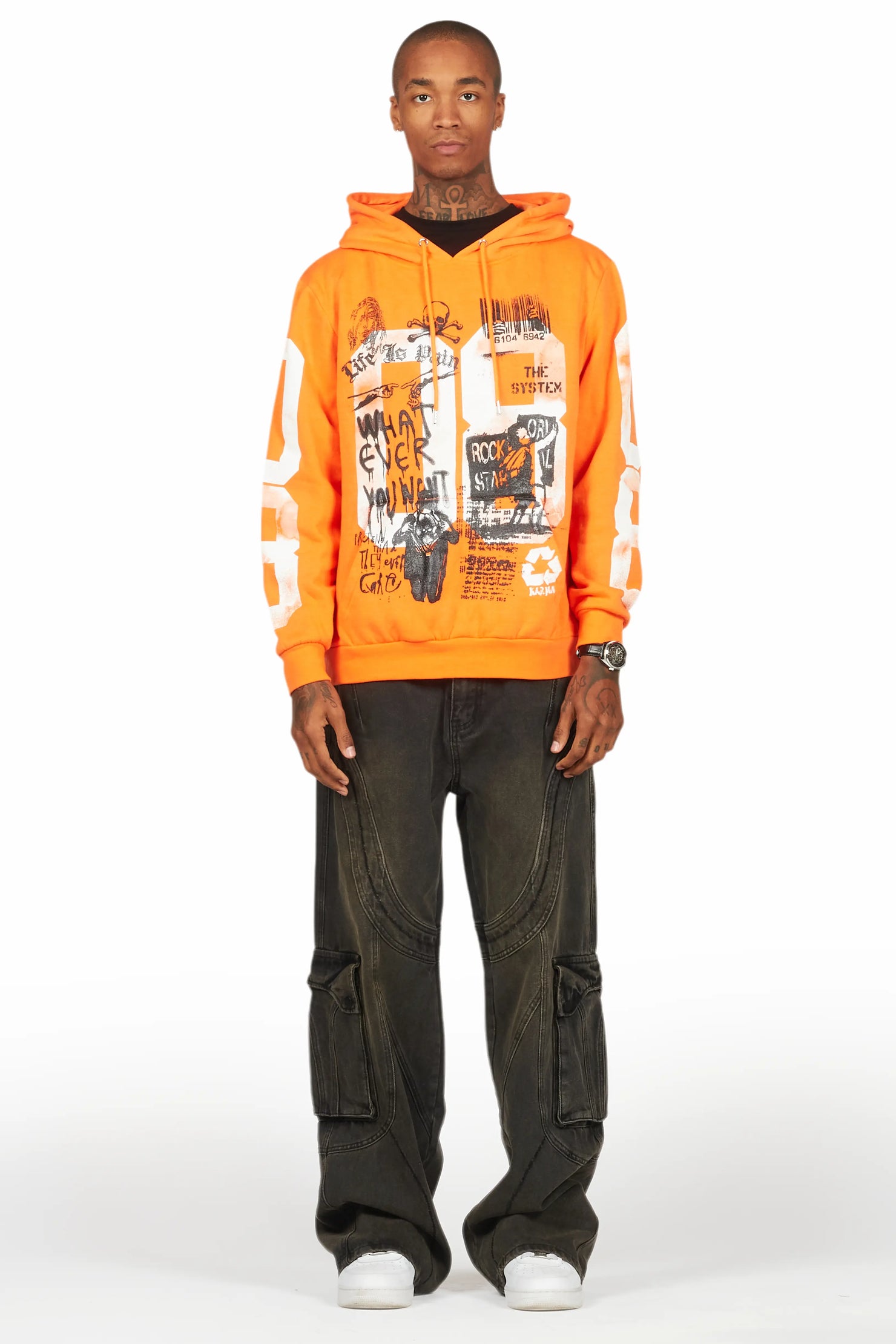 Grill Orange/White Graphic Hoodie
