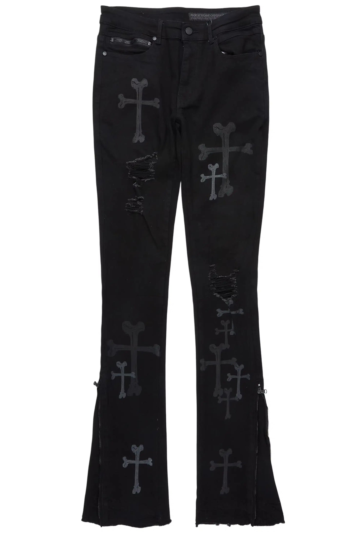 Olivier Ferg Black Stacked Flare Jean