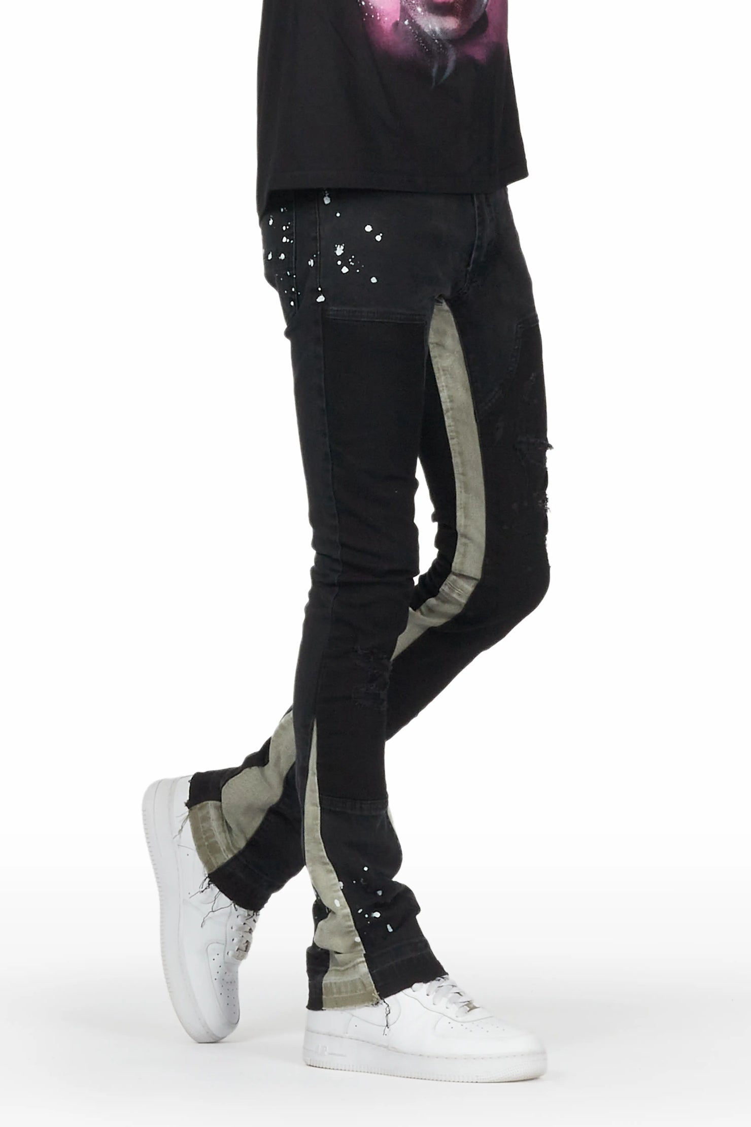 Quetzel Vintage Black Stacked Flare Jean