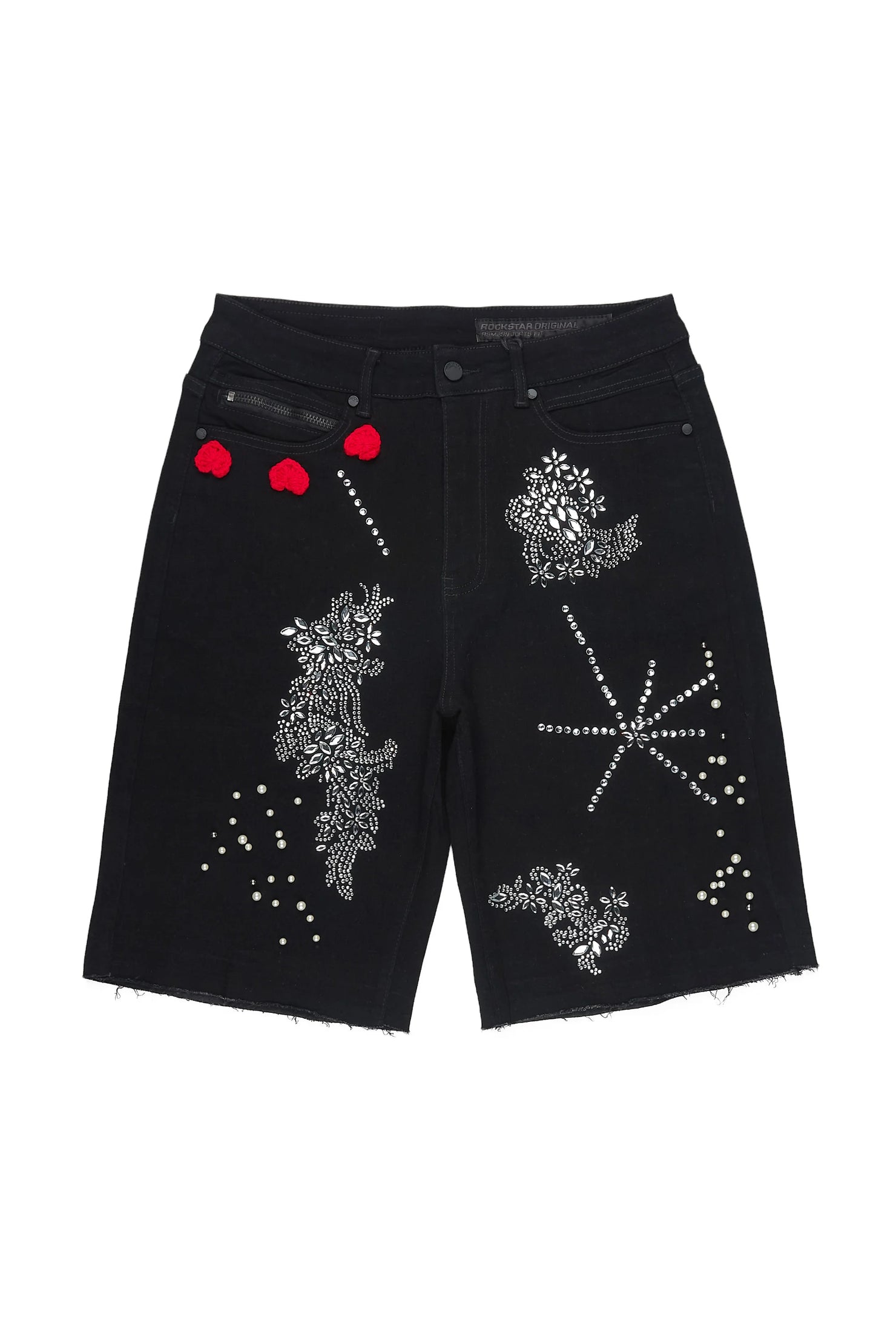Rael Black Rhinestone Denim Short