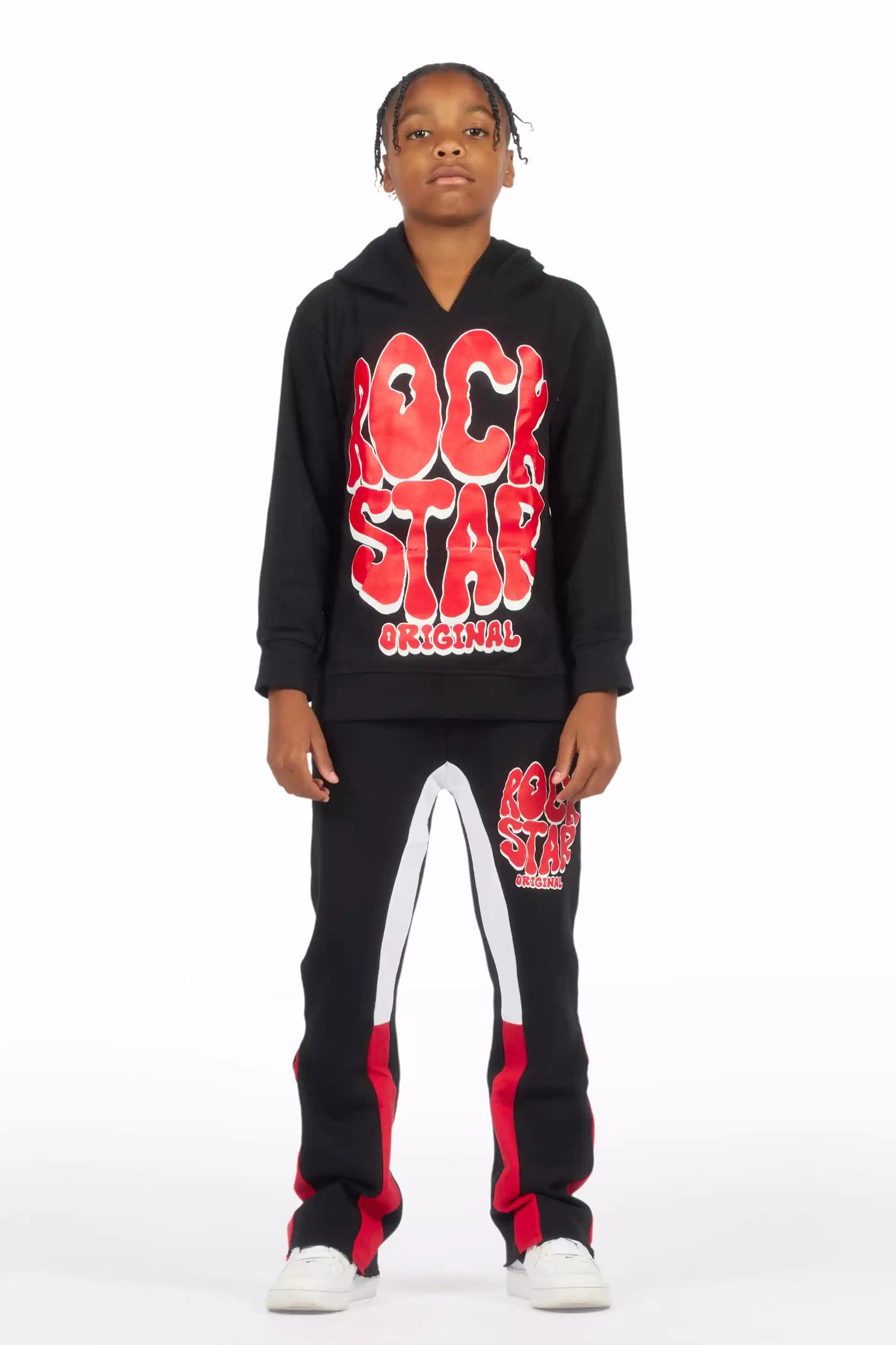 Boys Warblen Black/Red Stacked Flare Track Set