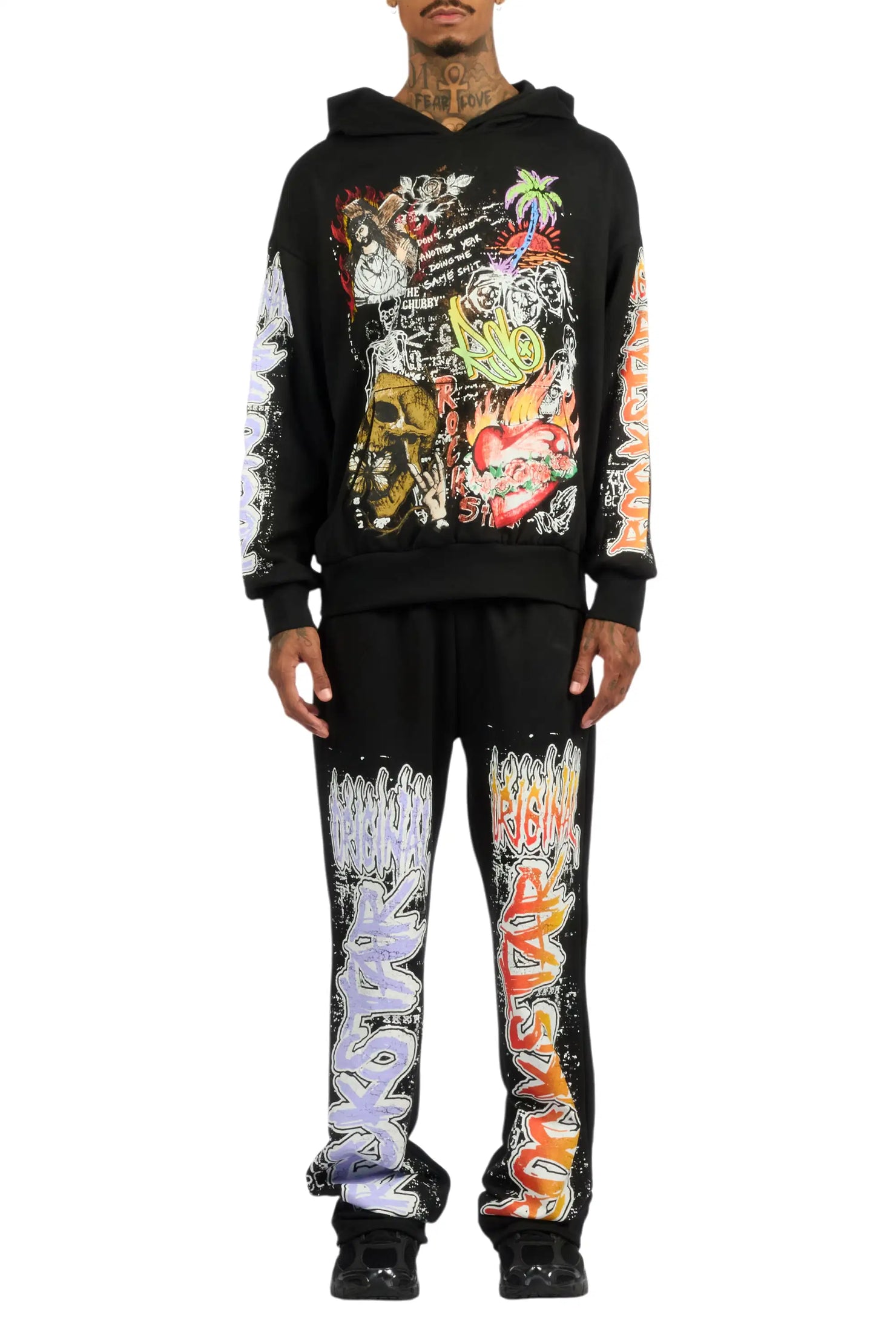 Zyver Black Hoodie/Baggy Pant Track Set