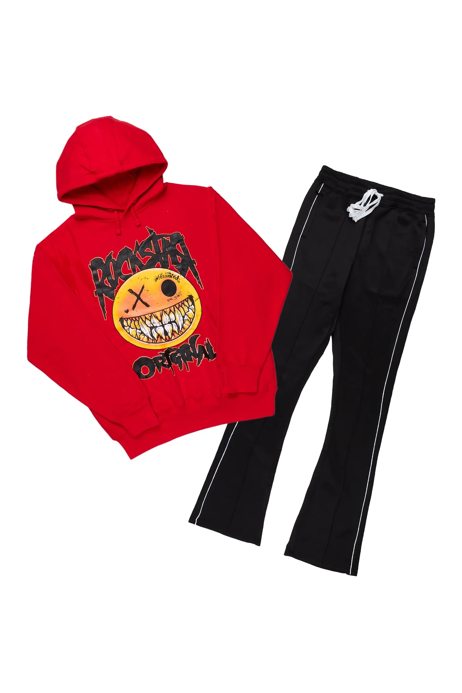 Fraust Red/Black Graphic Hoodie Track Pant Set