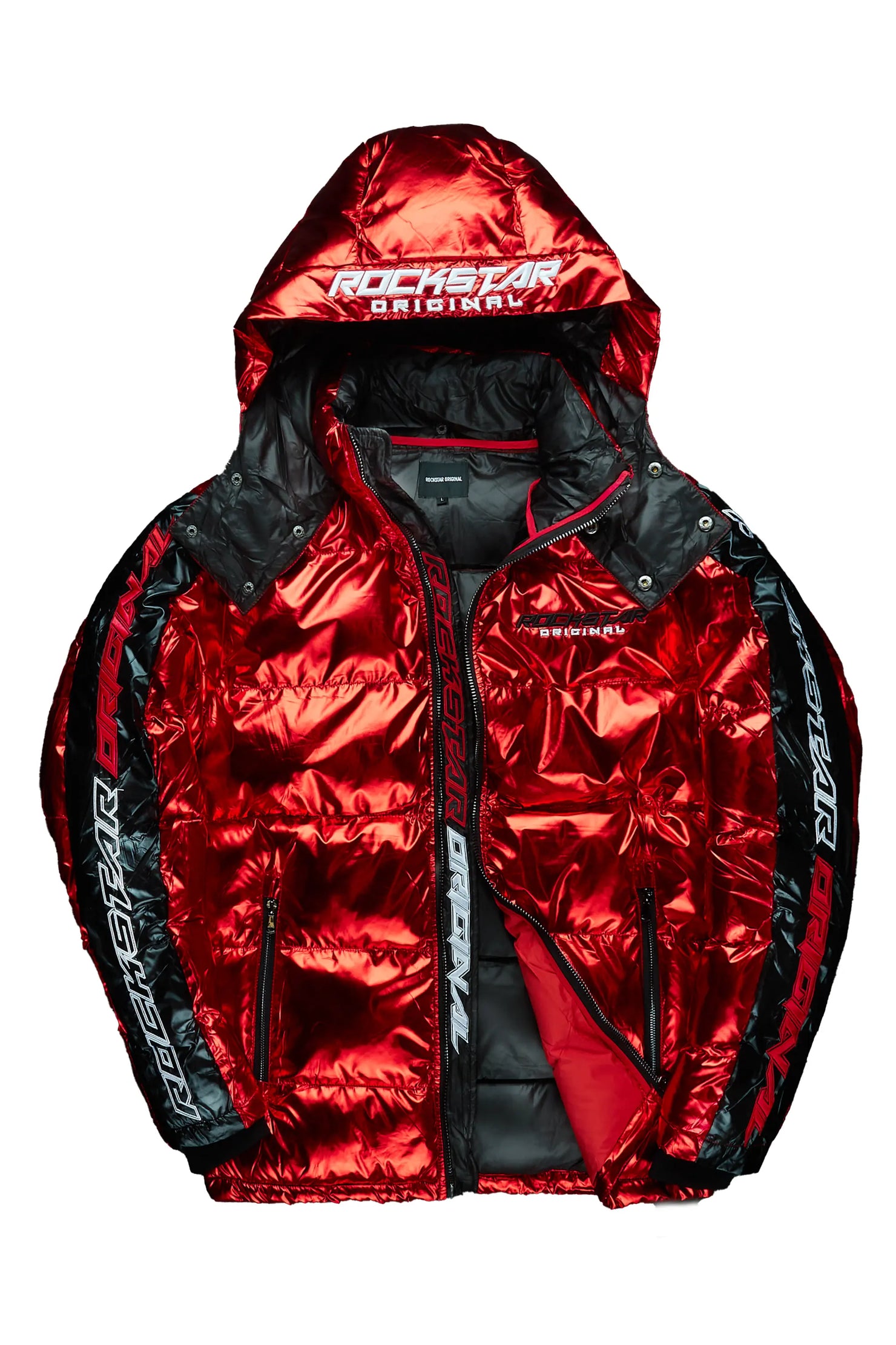 Metallic red cheap puffer jacket