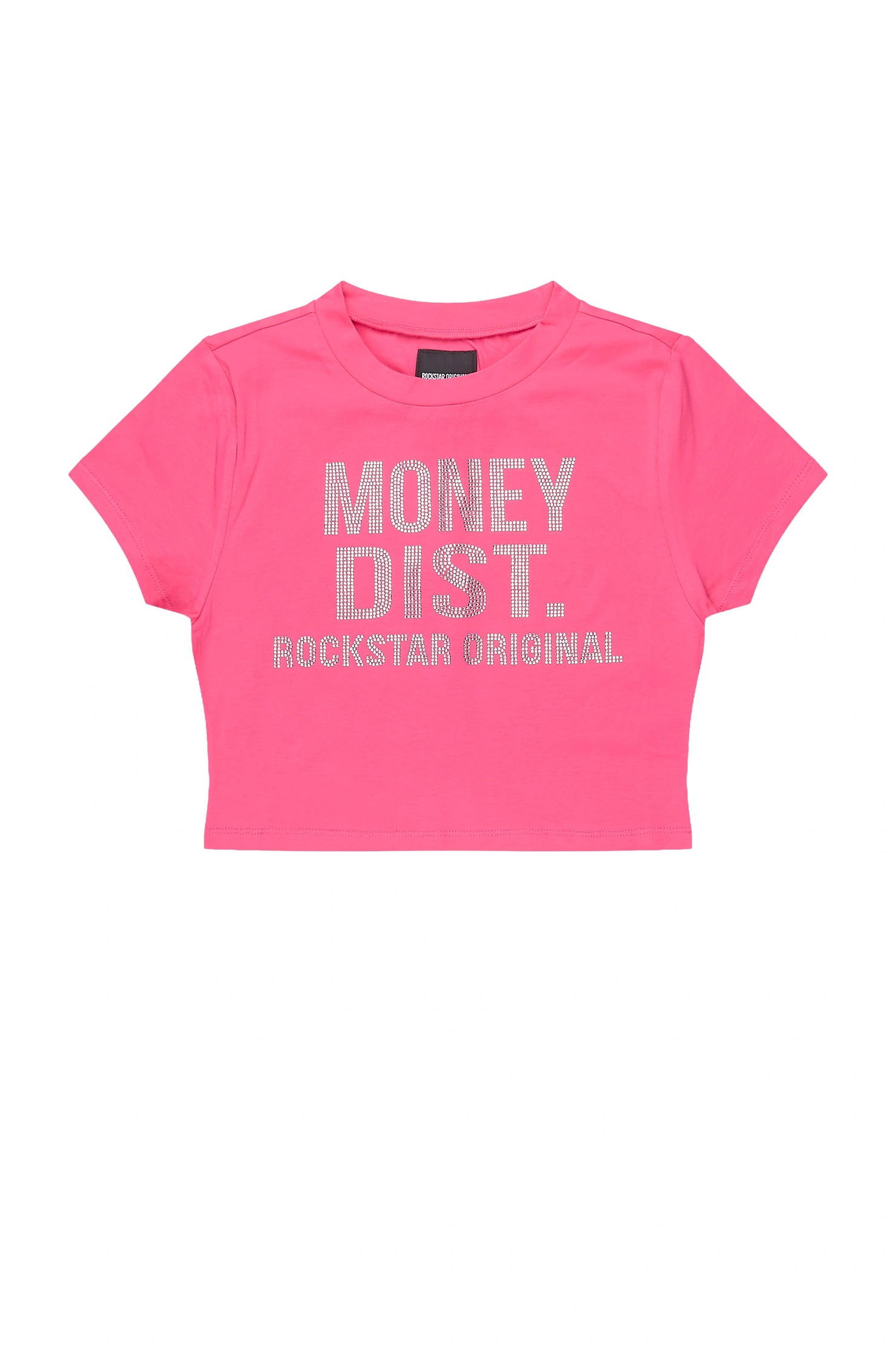 Sheteka Hot Pink Rhinestone Crop Baby Tee Shirt