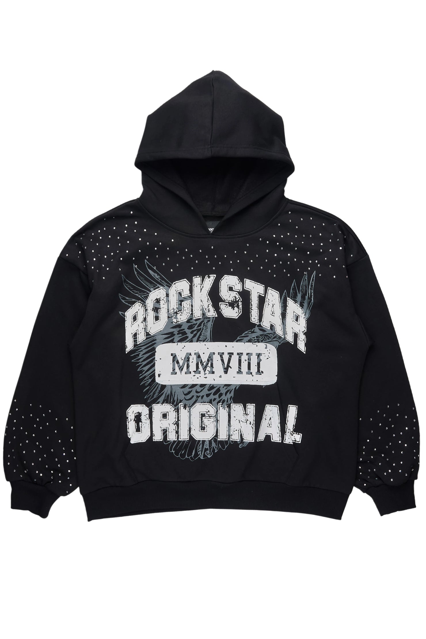 Borya Black Rhinestone Graphic Hoodie