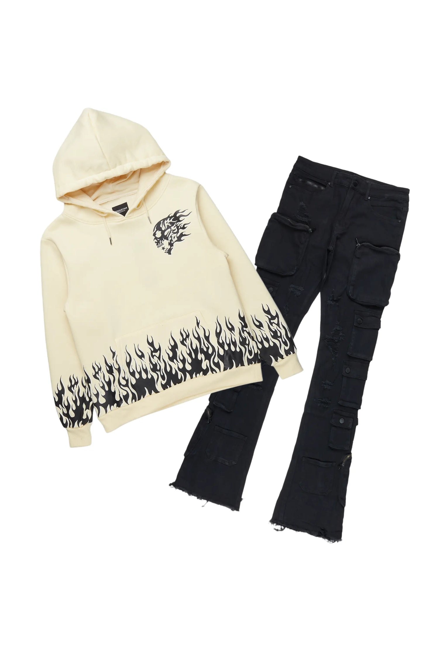 Bubble Sand Hoodie/Stacked Cargo Jean Bundle