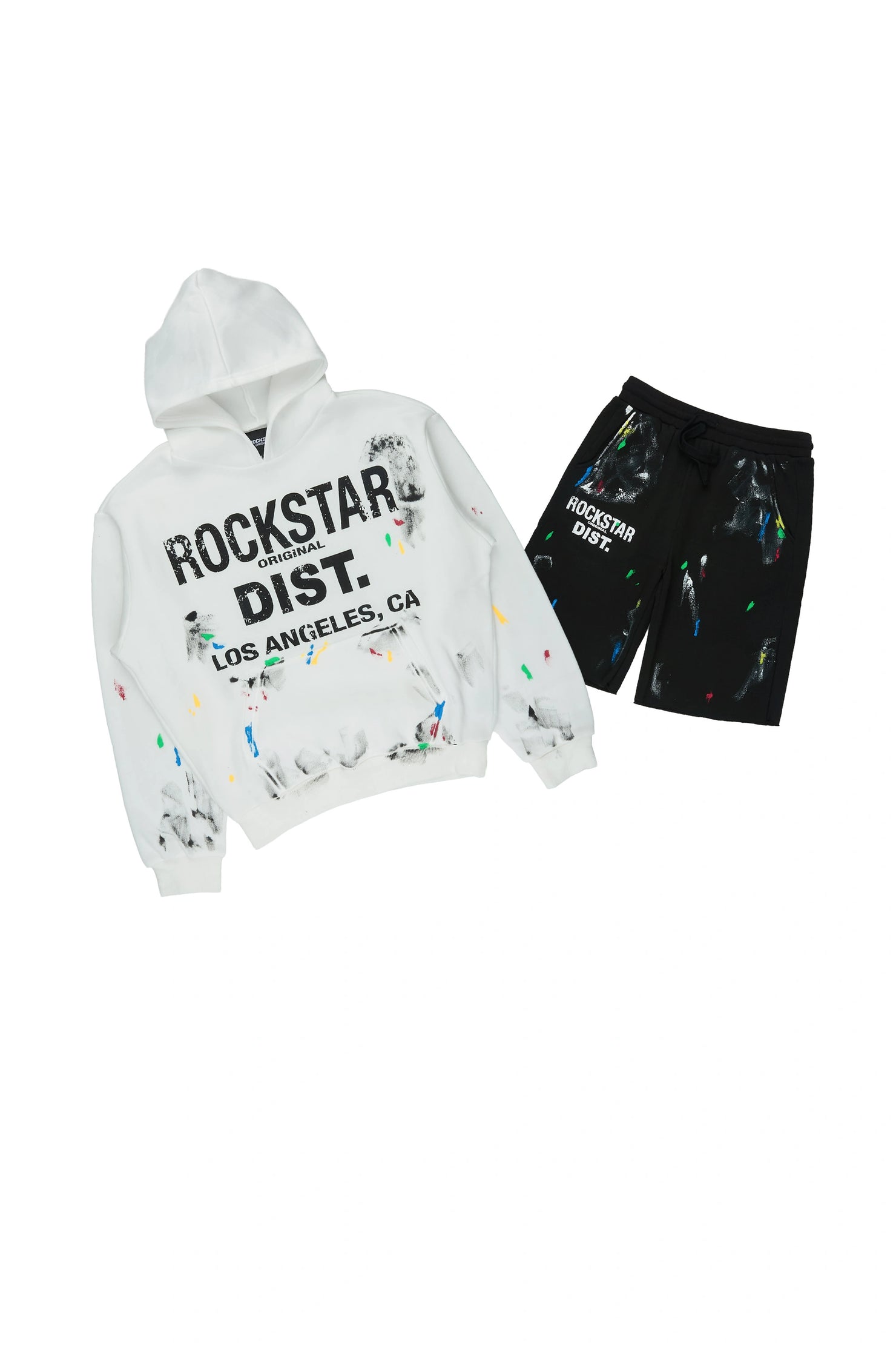 Boys Cottie White/Black Hoodie Short Set