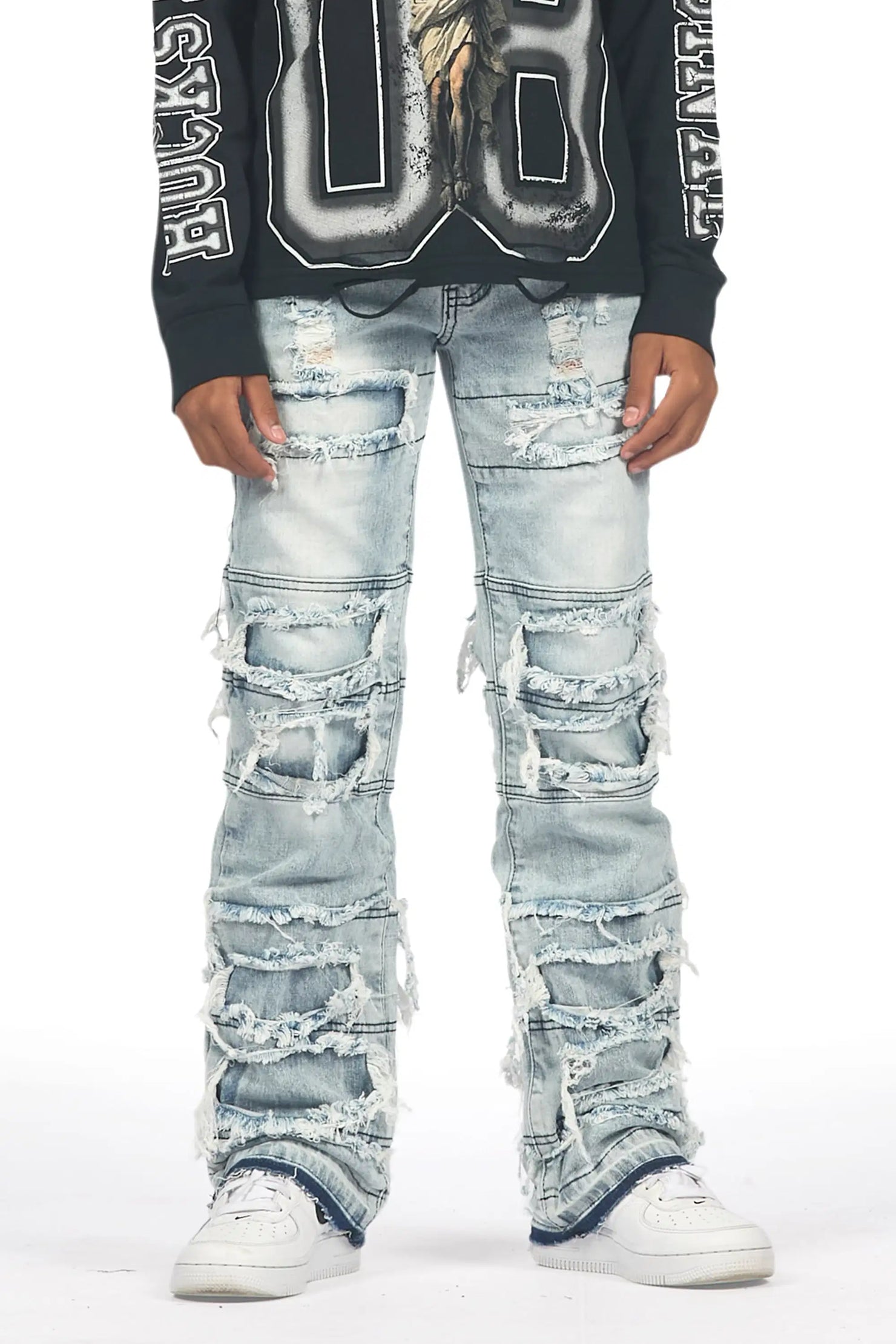 Boys Vasco Blue Stacked Flare Jean