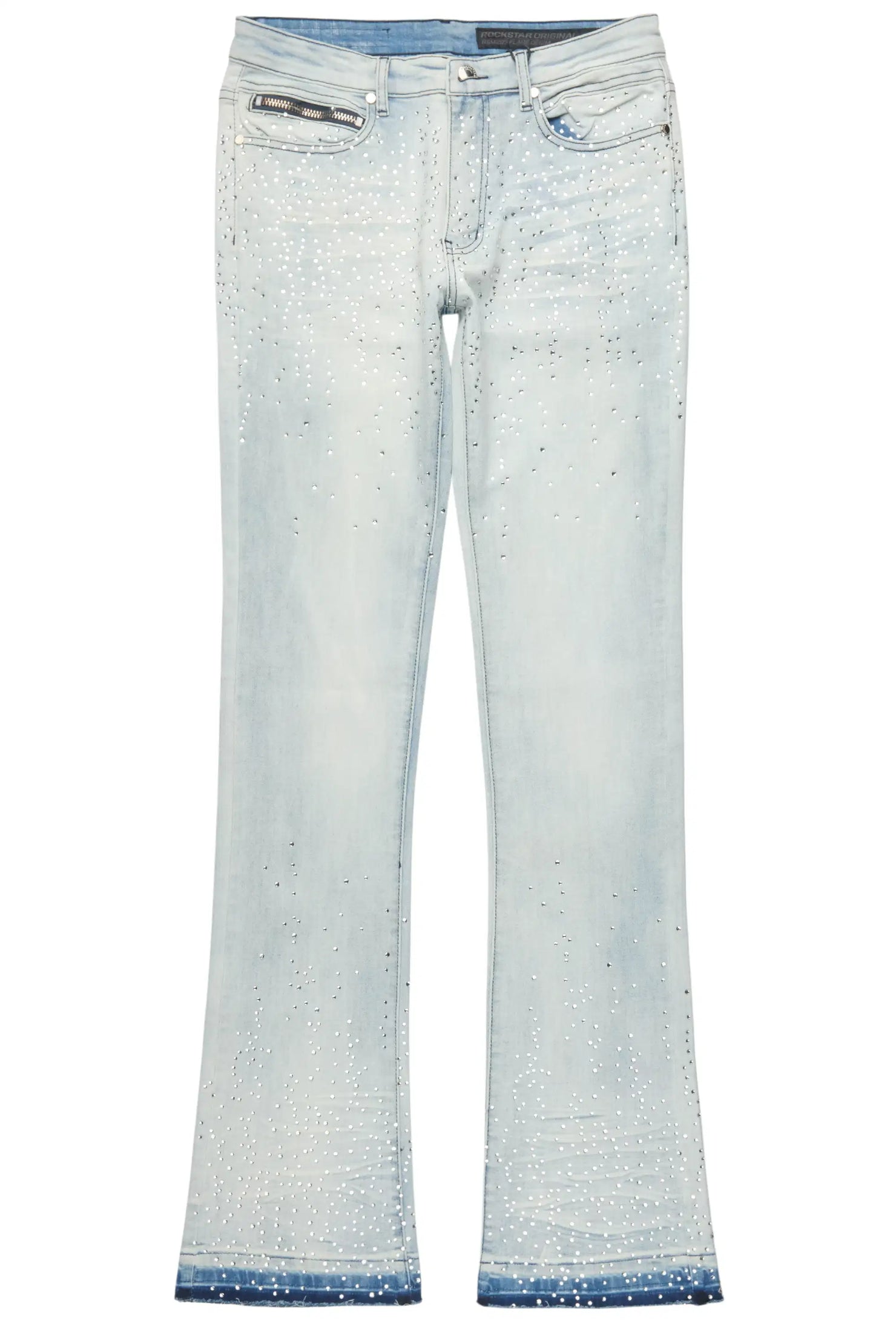 Maxton Blue Rhinestone Stacked Flare Jean