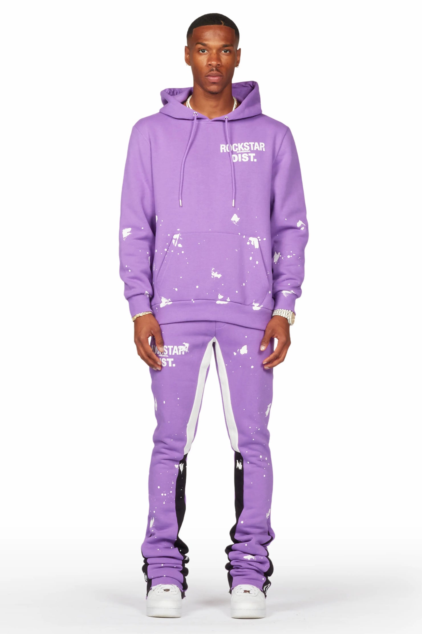 Raffer Purple Hoodie/Super Stacked Flare Pant Set