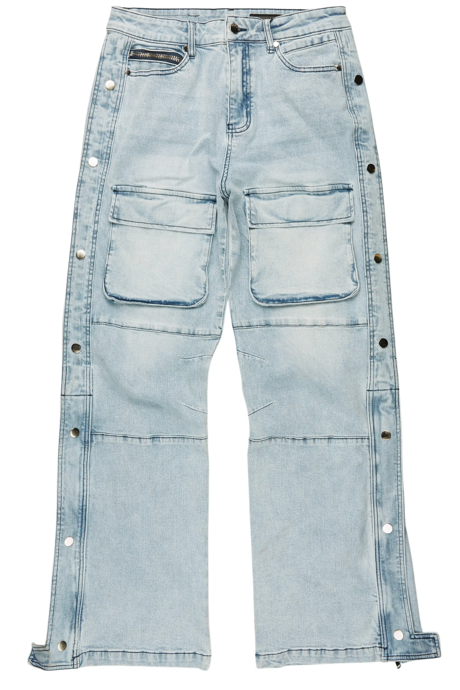 Yuri Blue Stacked Cargo Flare Jean