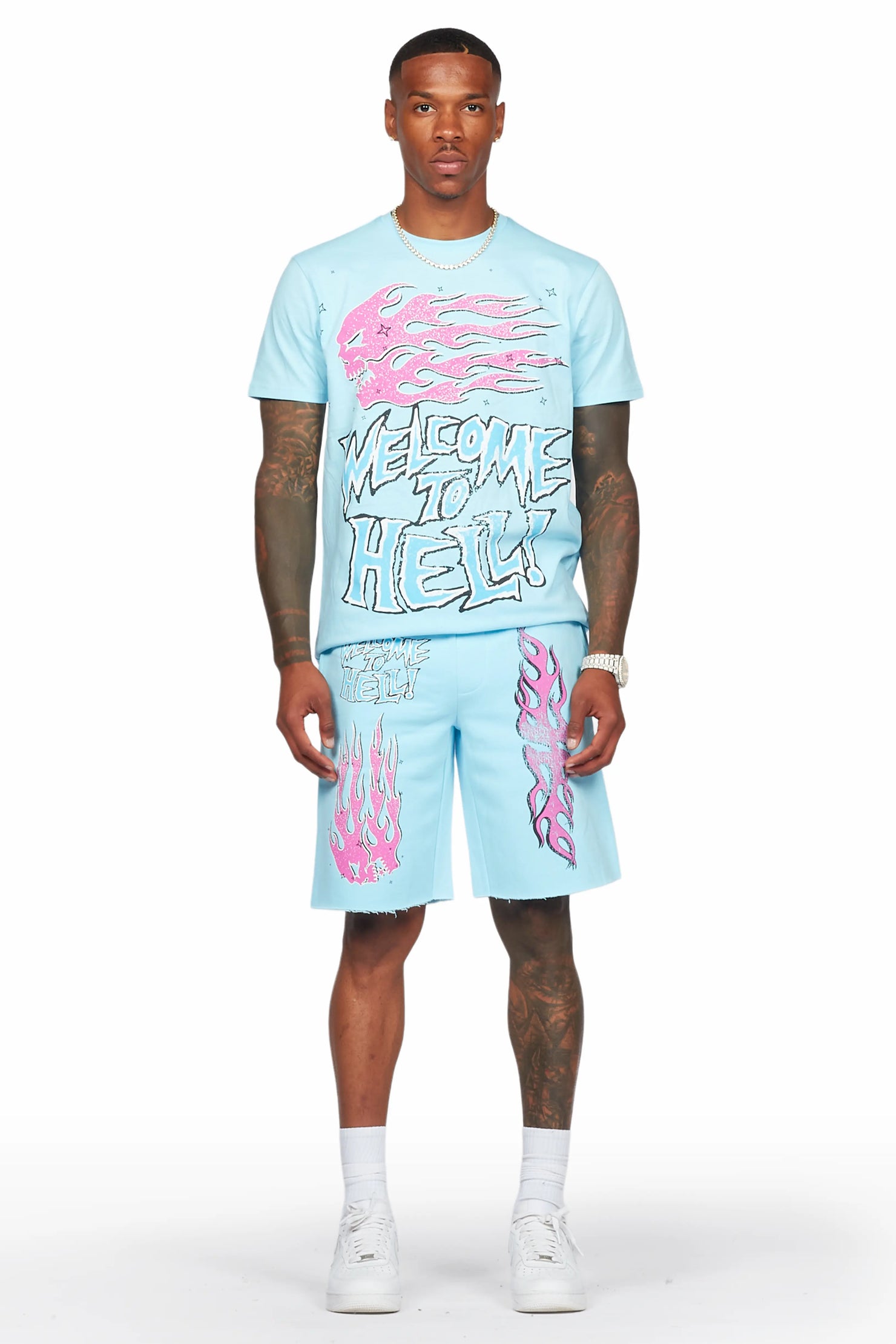 Lister Baby Blue T-Shirt/Short Set