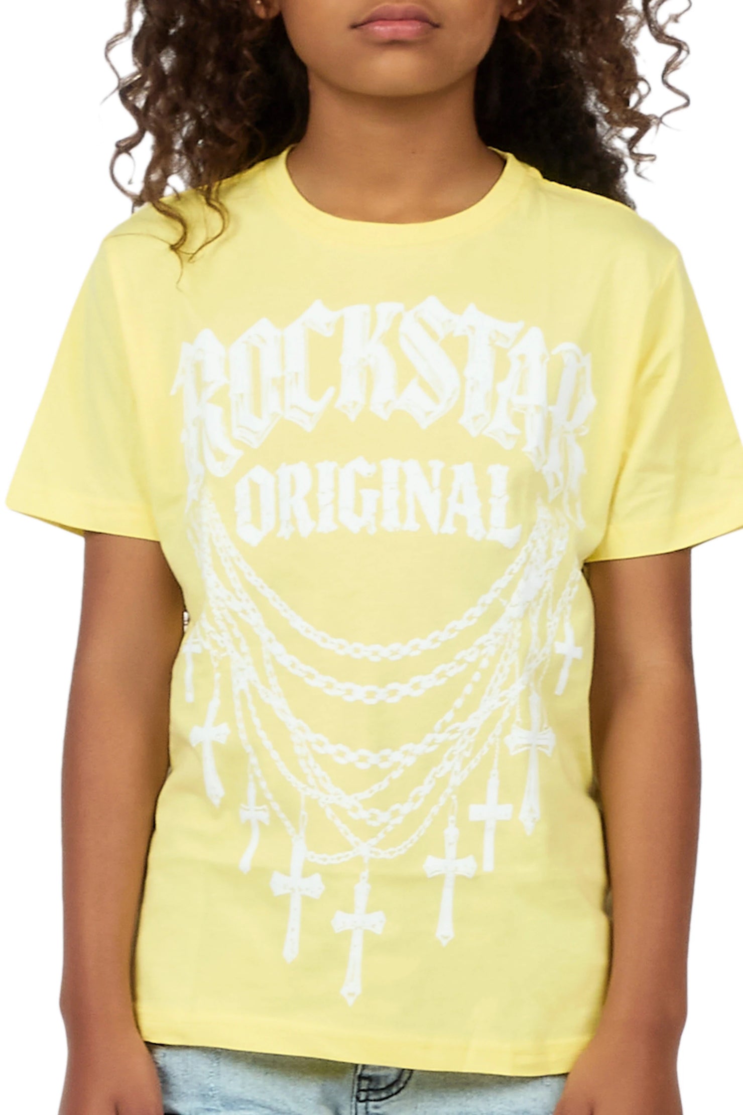 Girls Jetty Light Yellow Graphic T-Shirt