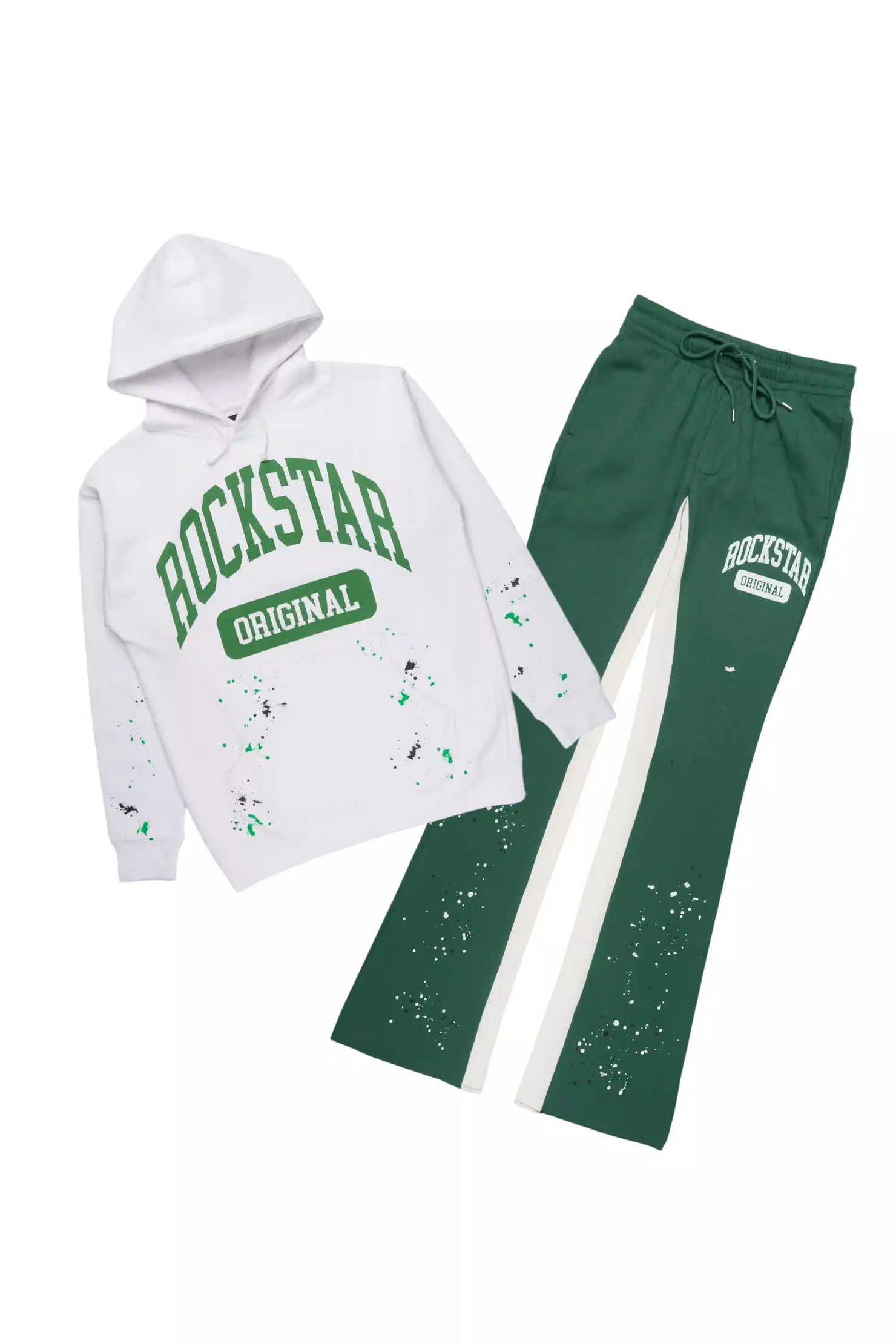 Rainer White/Green Hoodie/Stacked Track Set