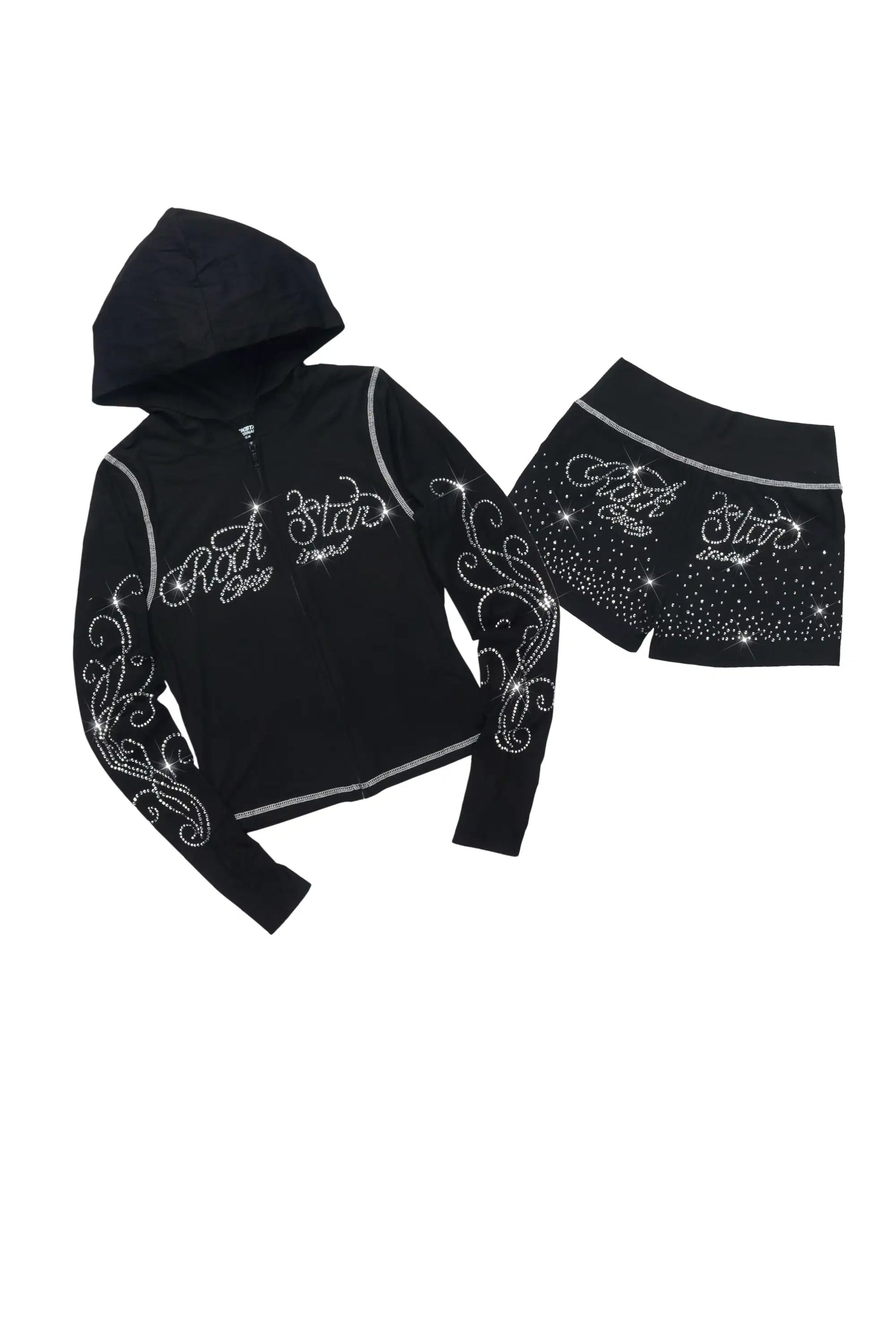 Joella Black Rhinestone Short Set