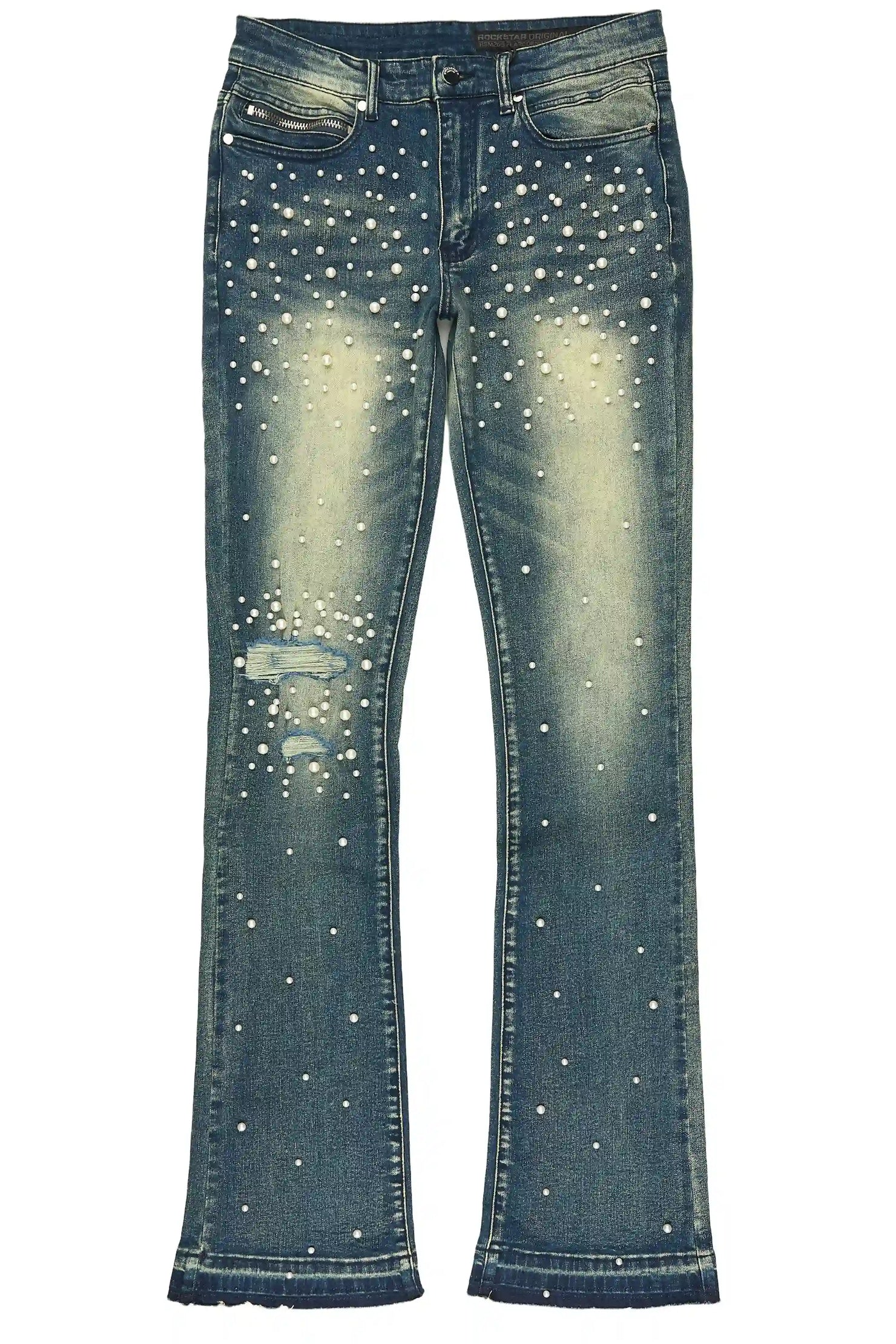 Lennux Dark Blue Pearl Stacked Fit Jean