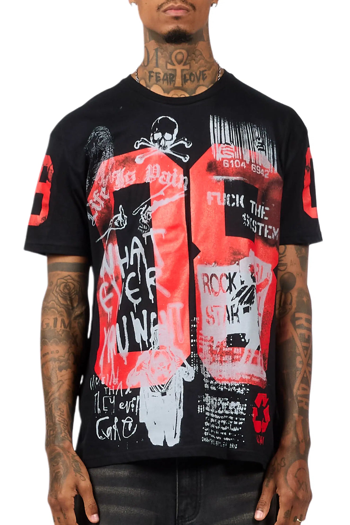 Grill 2.0 Black/Red Oversized Graphic T-Shirt