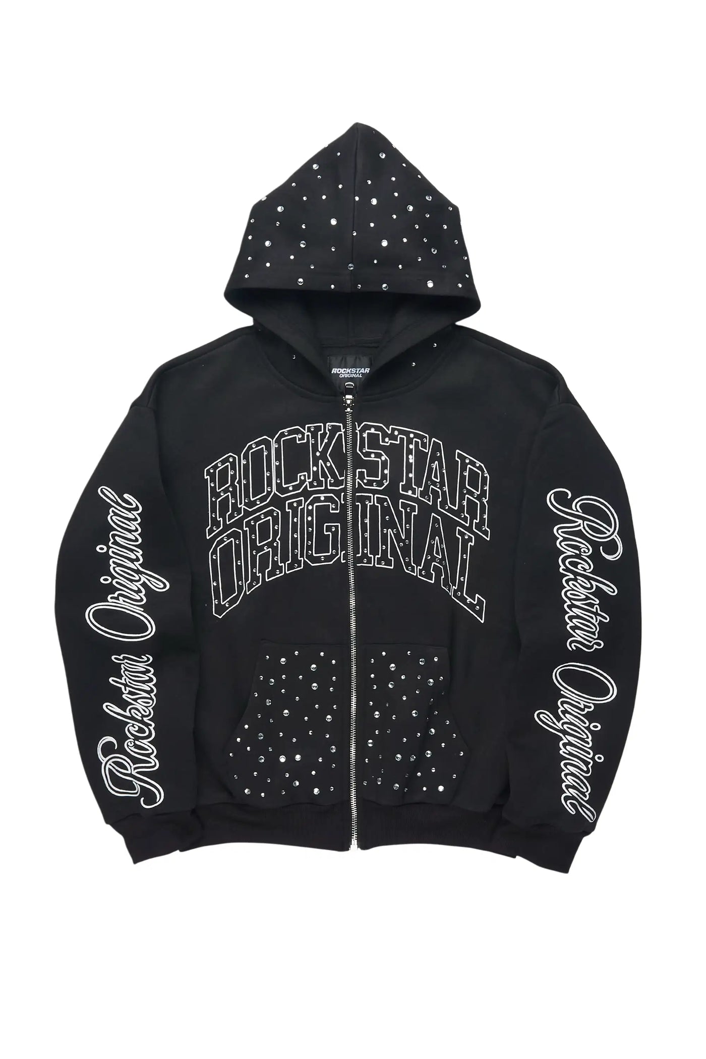 Boys Alvino Black Rhinestone Zip Up Hoodie– Rockstar Original