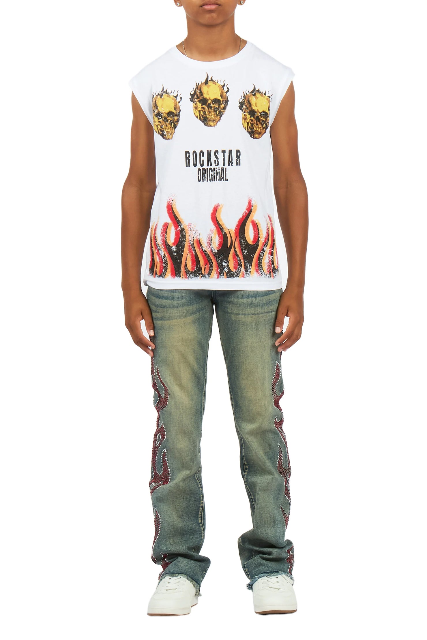 Boys Sword Vintage Blue Stacked Flare Jean