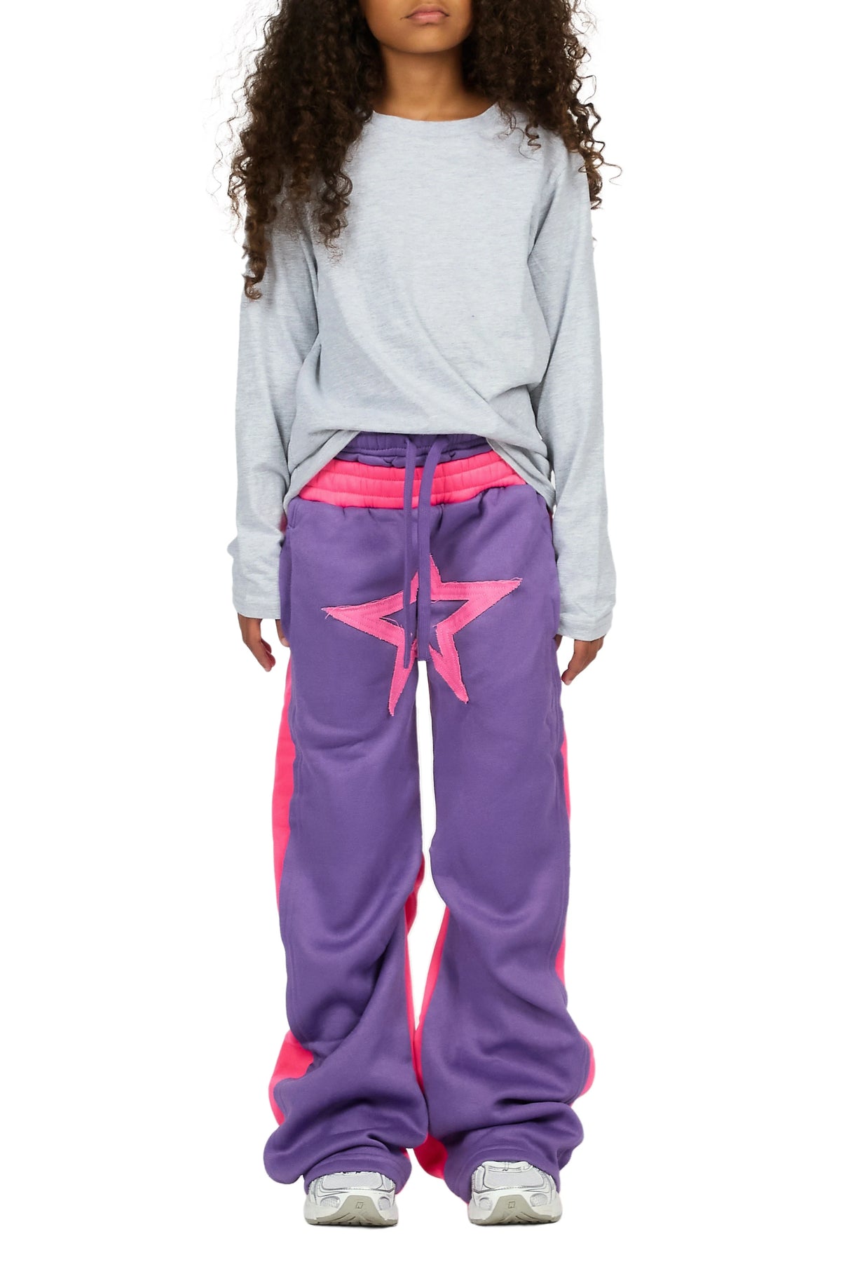 Girls Canaan Purple Double Waisted Baggy Track Pant