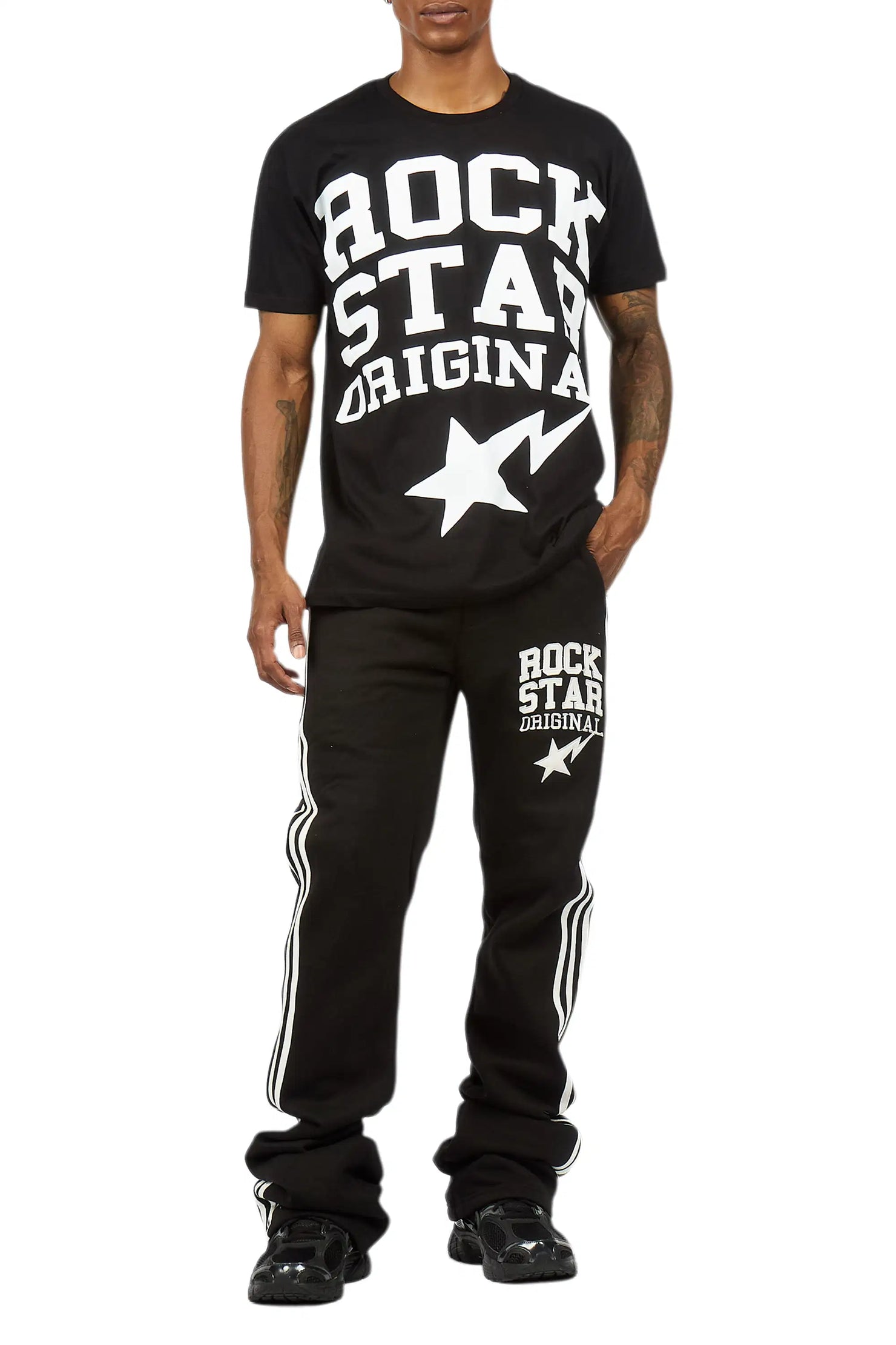 Gerrit 2.0 Black/White T-Shirt/Stacked Baggy Pant Track Set