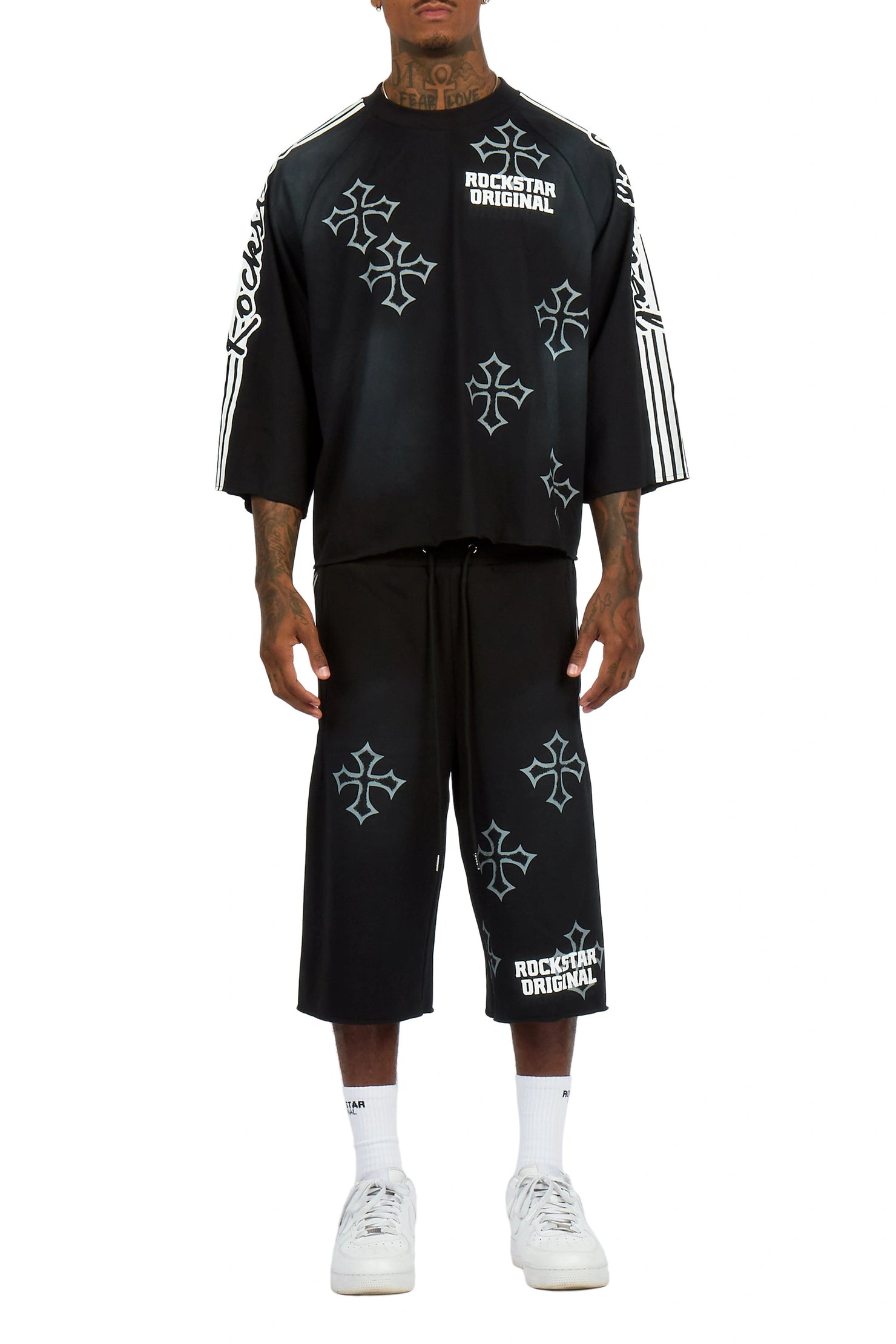 Osso Black 3/4 Sleeve T-Shirt Double Waisted Jort Set